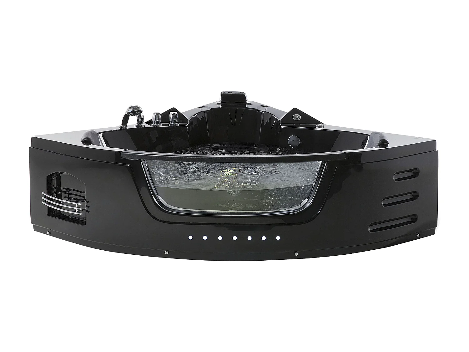 Vasca idromassaggio angolare con LED MARTINICA 214 x 155 cm Nero