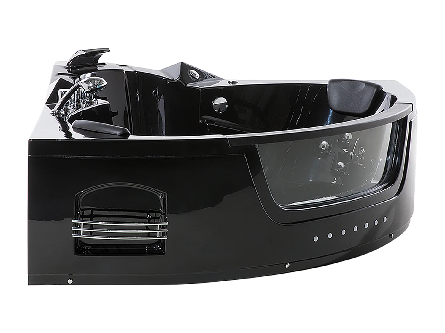 Vasca idromassaggio angolare con LED MARTINICA 214 x 155 cm Nero