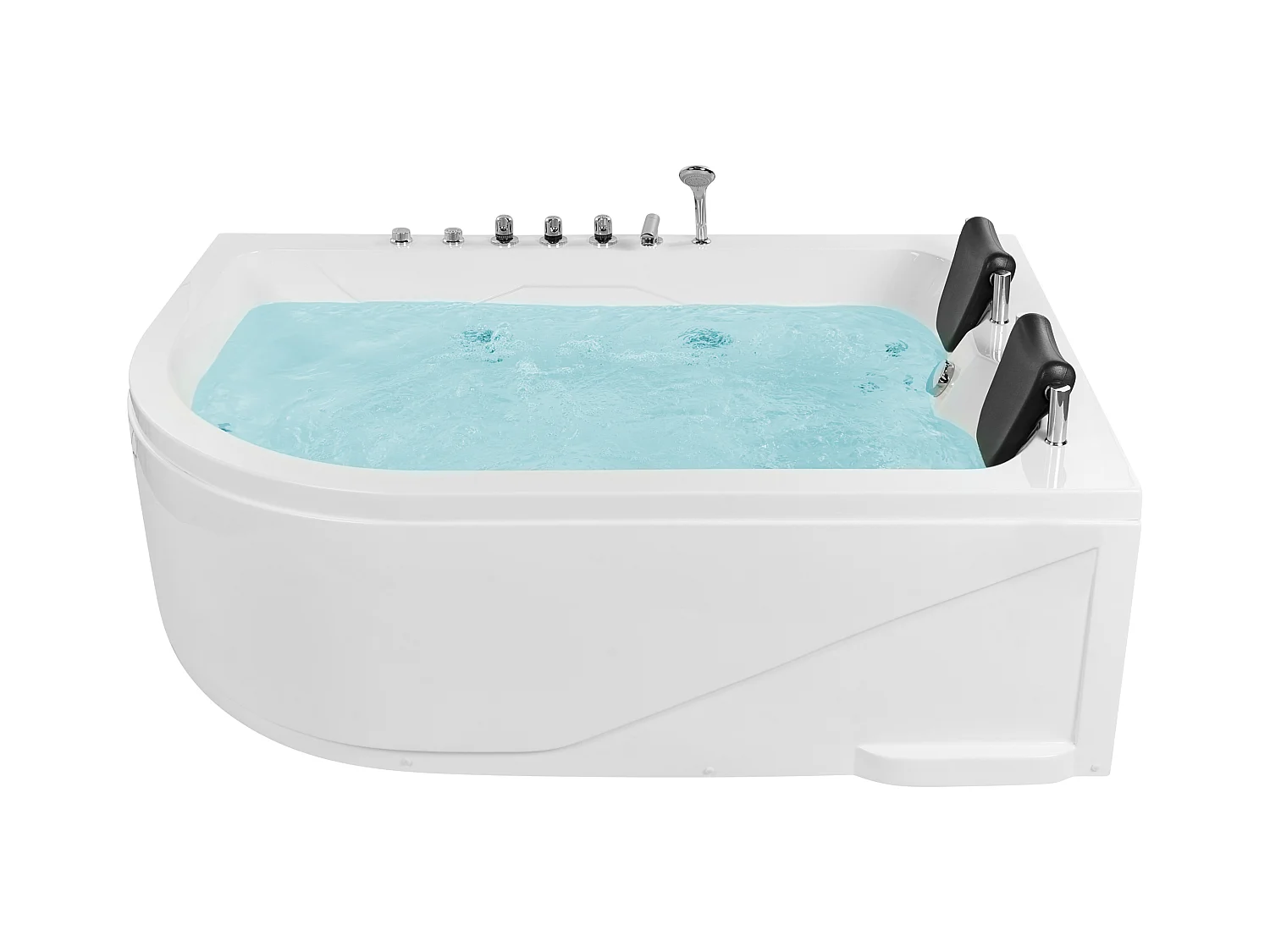 Baignoire d'angle à remous avec LED CALAMA Côté droite 180 x 120 cm Blanc