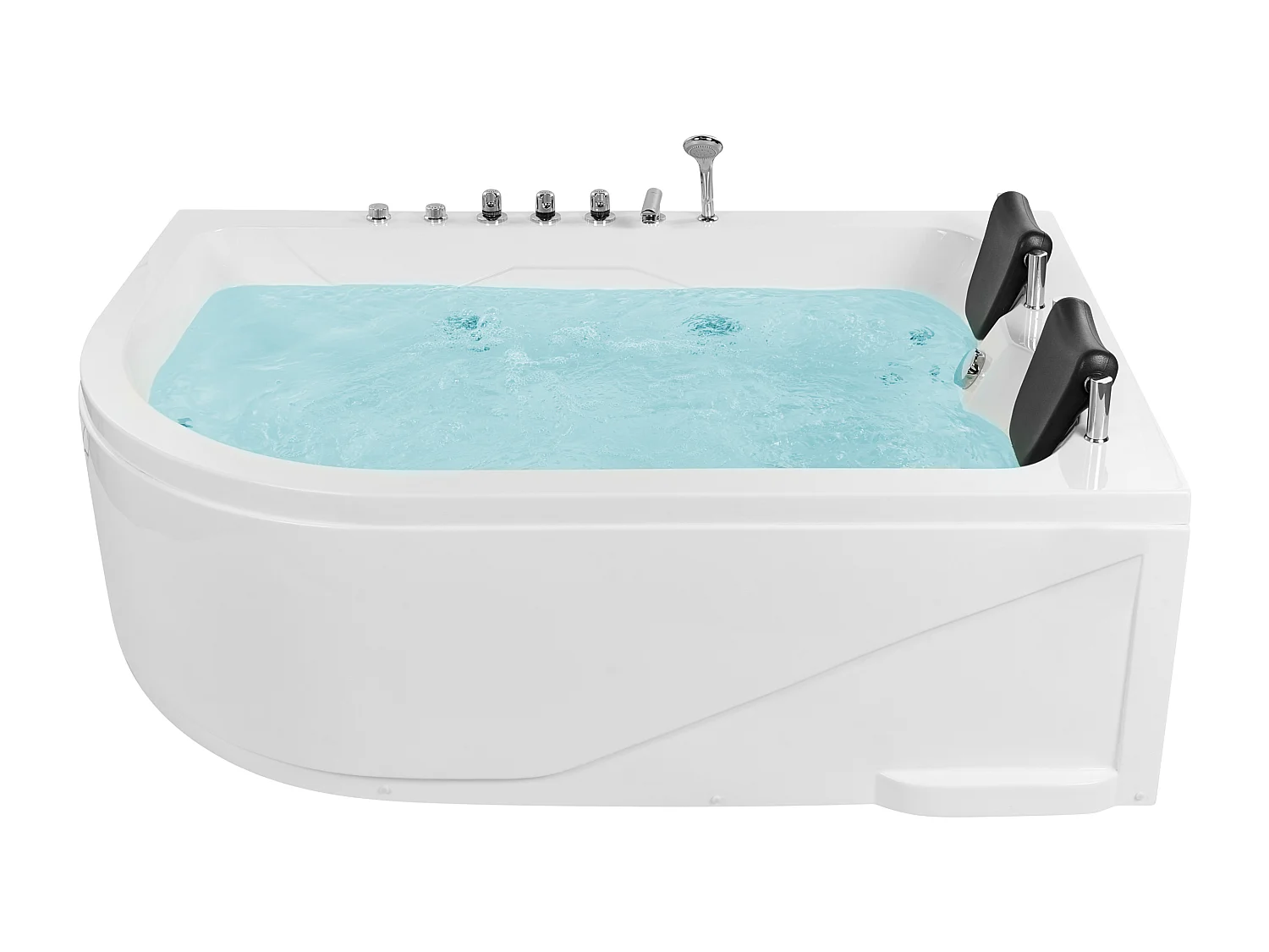 Baignoire d'angle à remous avec LED CALAMA Côté droite 180 x 120 cm Blanc