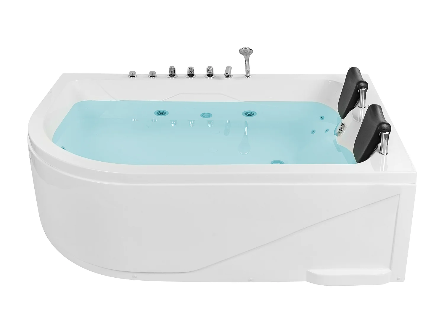 Baignoire d'angle à remous avec LED CALAMA Côté droite 180 x 120 cm Blanc