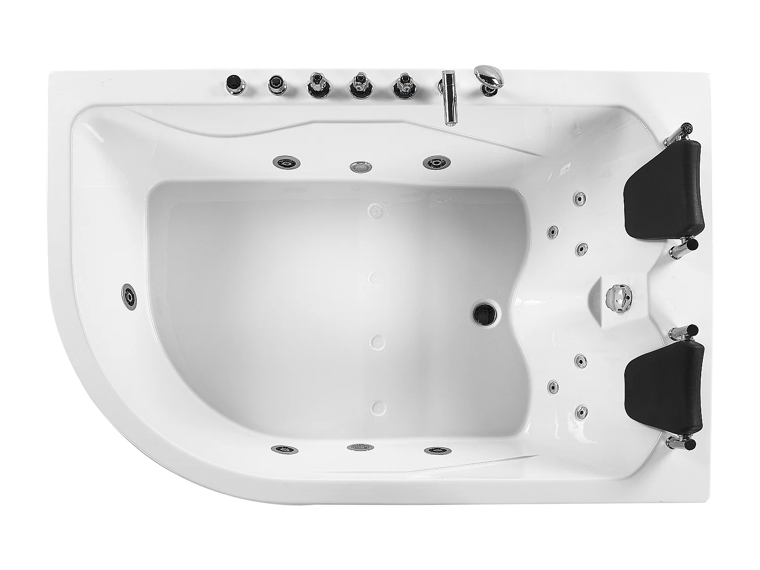 Baignoire d'angle à remous avec LED CALAMA Côté droite 180 x 120 cm Blanc