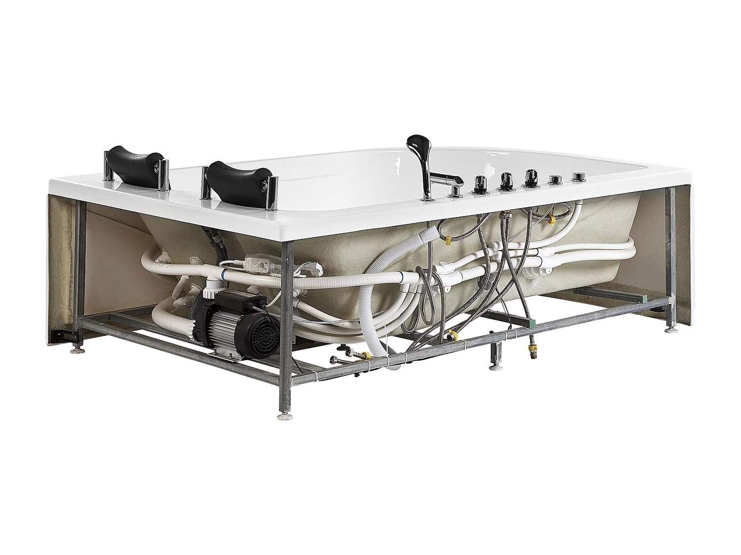 Banheira de hidromassagem de canto com LED CALAMA à esquerda 1800 x 1200 mm Branco