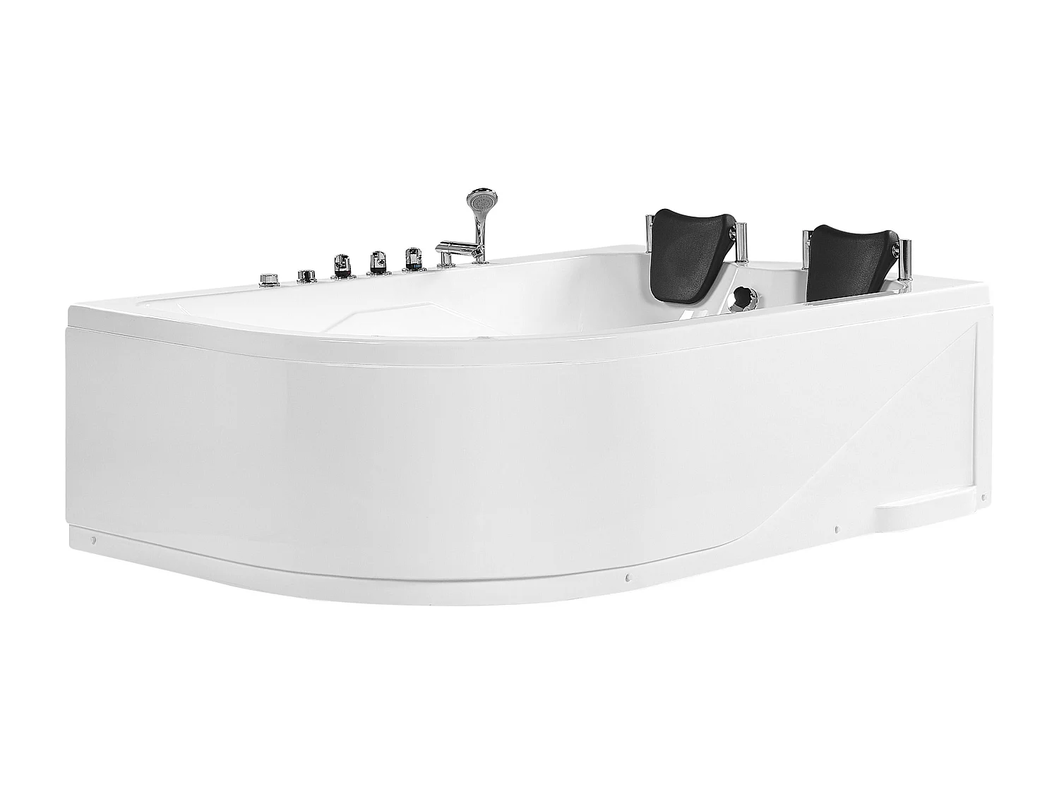 Baignoire d'angle à remous avec LED CALAMA Côté gauche 180 x 120 cm Blanc