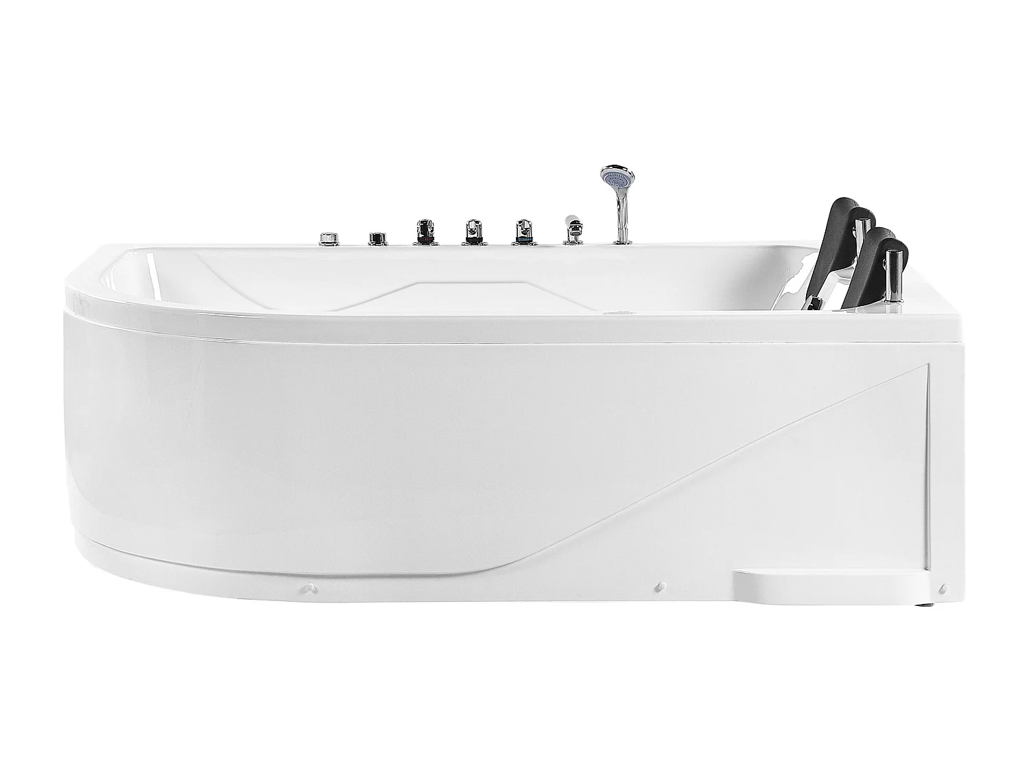 Baignoire d'angle à remous avec LED CALAMA Côté gauche 180 x 120 cm Blanc