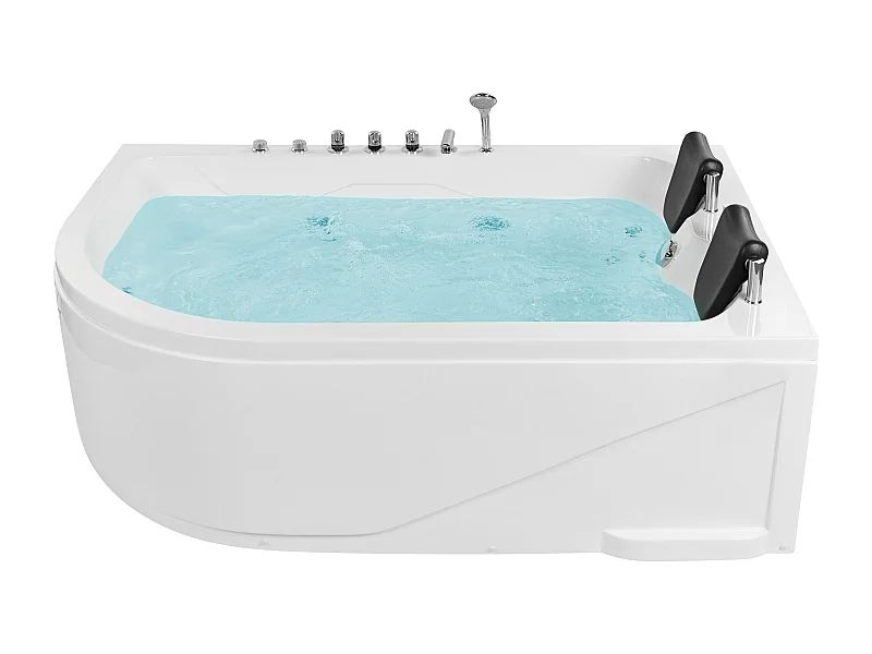 Weiße Whirlwanne mit LED-Beleuchtung SPA links 180 x 120 cm Calama