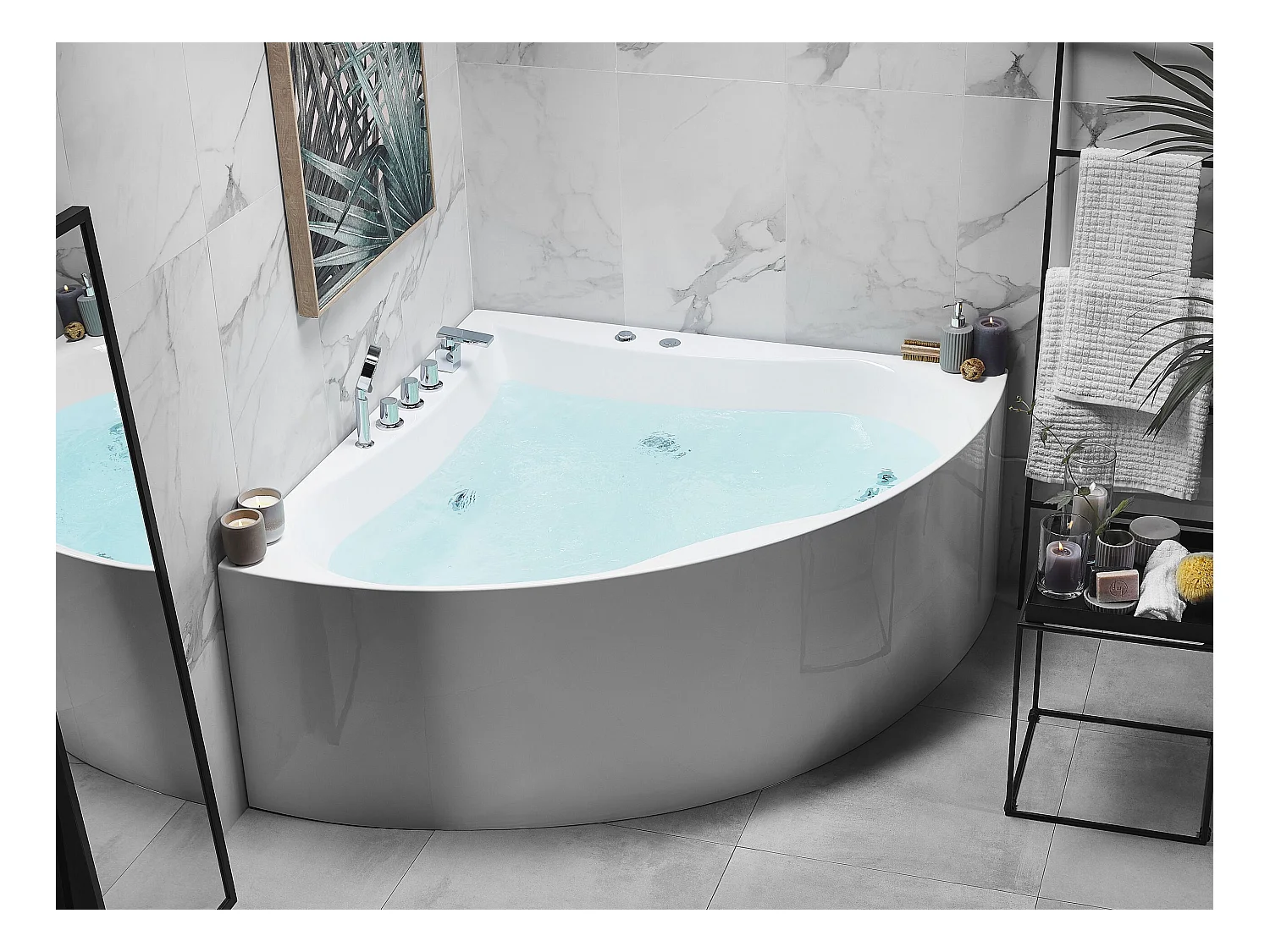 Baignoire d'angle à remous ISLITA 187 x 133 cm Blanc