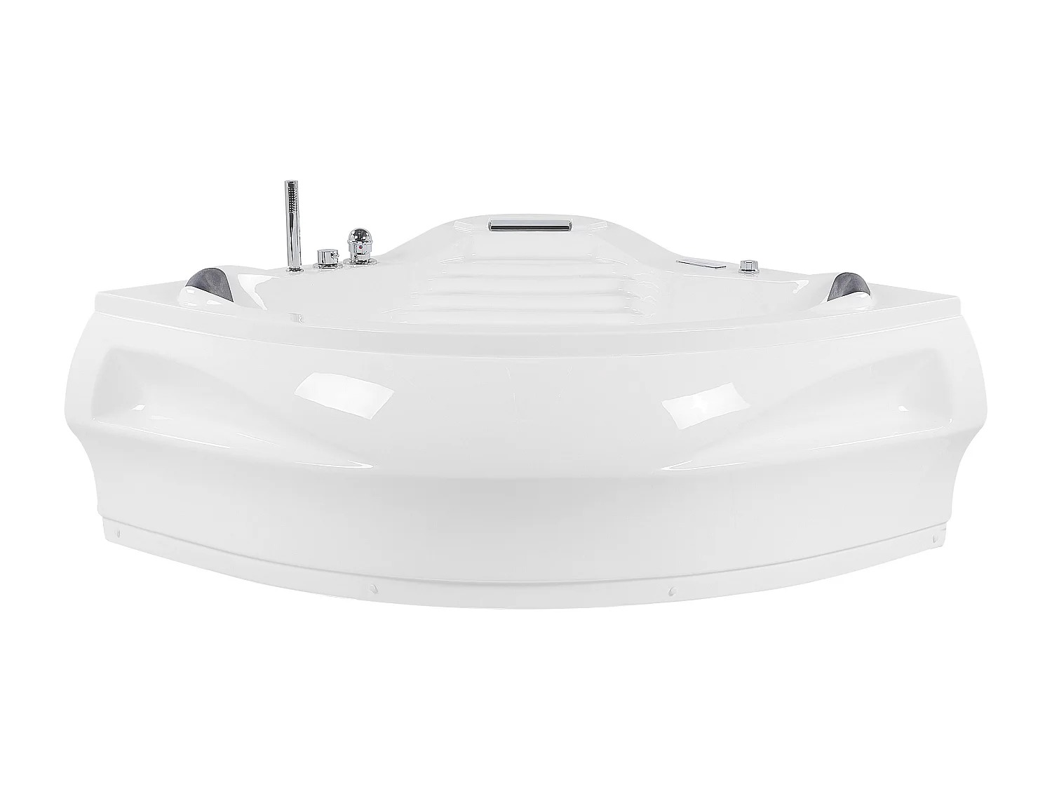 Baignoire d'angle à remous avec LED MONACO Avec haut-parleur Bluetooth intégré 210 x 145 cm Blanc