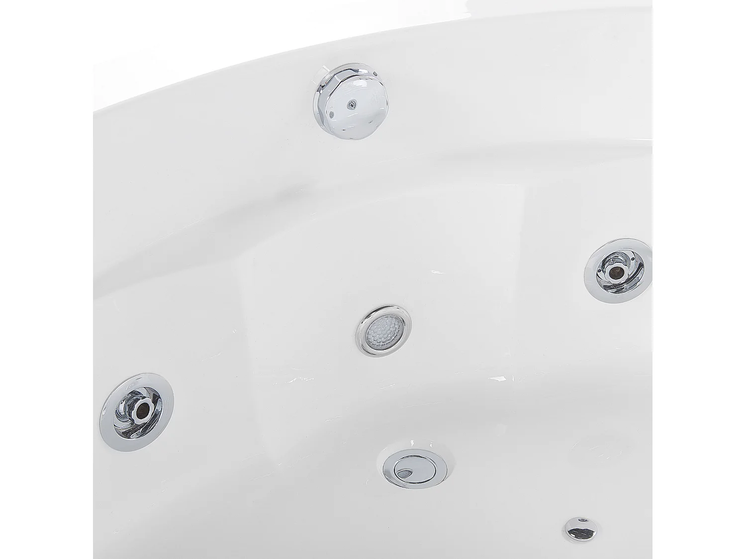 Baignoire d'angle à remous avec LED MONACO Avec haut-parleur Bluetooth intégré 210 x 145 cm Blanc