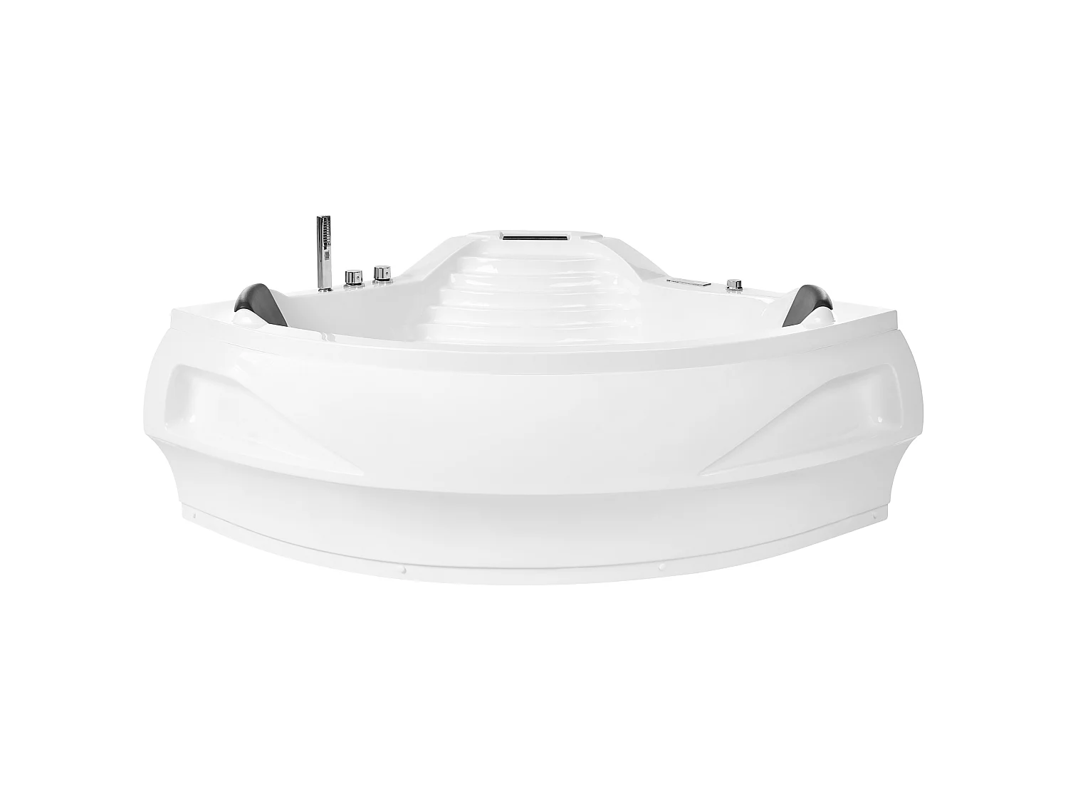 Baignoire d'angle à remous avec LED MONACO Avec haut-parleur Bluetooth intégré 210 x 145 cm Blanc