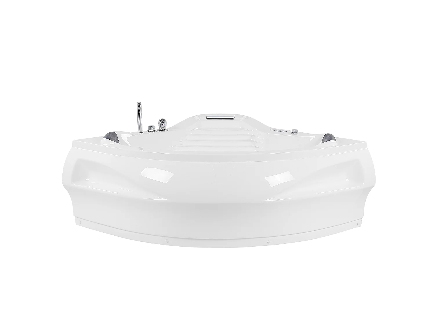 Baignoire d'angle à remous avec LED MONACO Avec haut-parleur Bluetooth intégré 210 x 145 cm Blanc