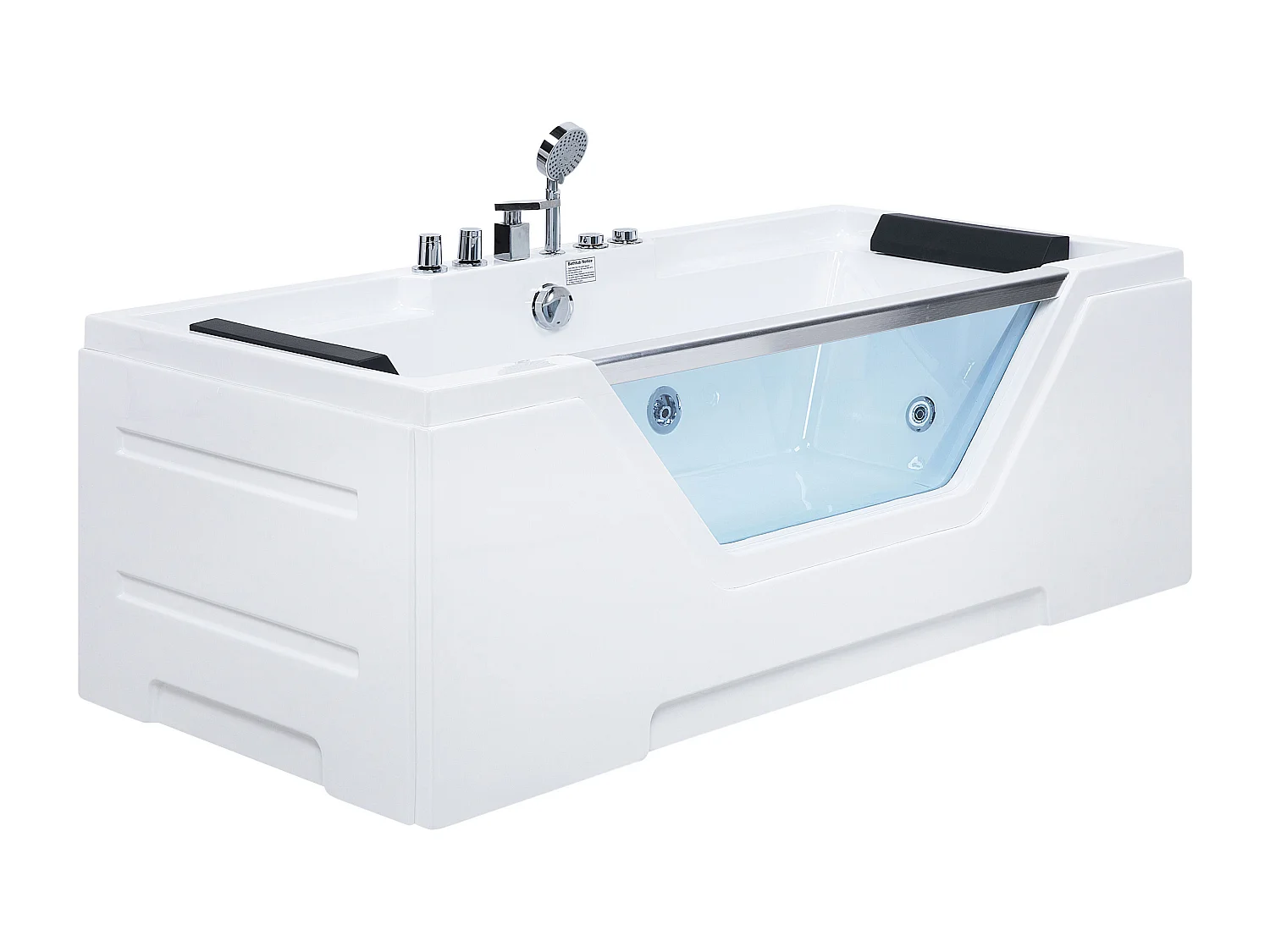 Baignoire d'angle à remous avec LED GRENADA 170 x 80 cm Blanc