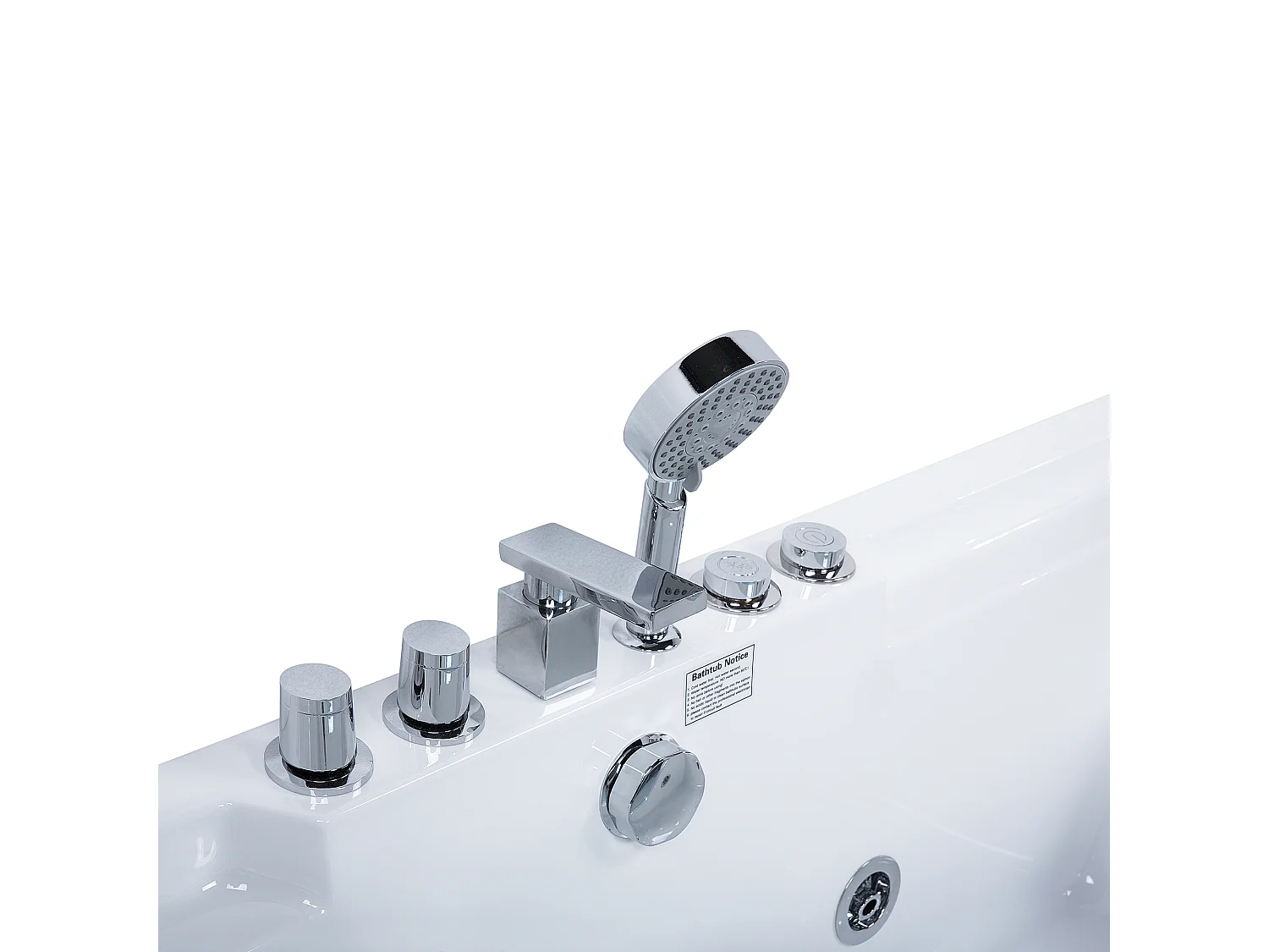 Baignoire d'angle à remous avec LED GRENADA 170 x 80 cm Blanc