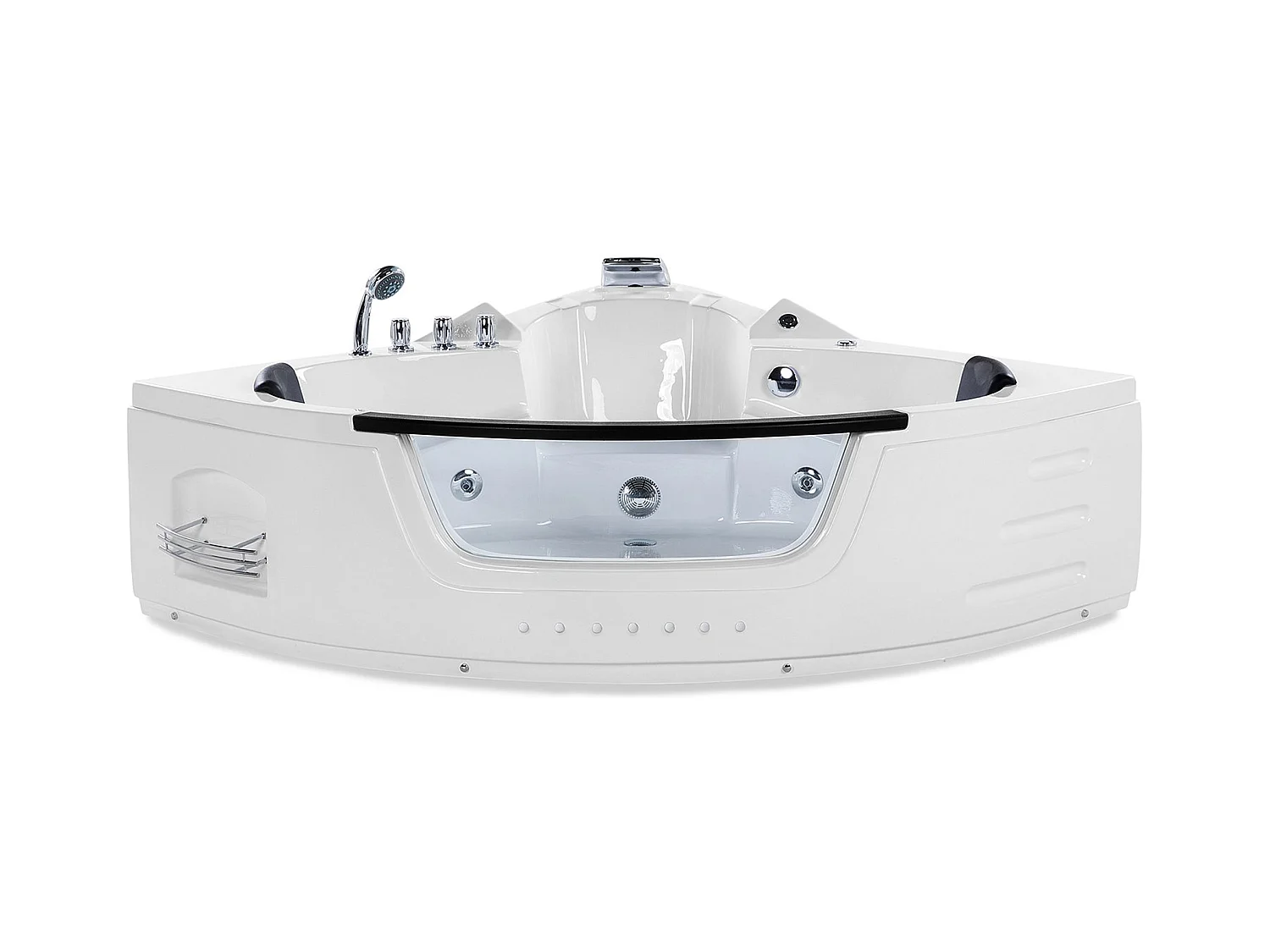 Baignoire d'angle à remous avec LED MARTINICA 214 x 155 cm Blanc