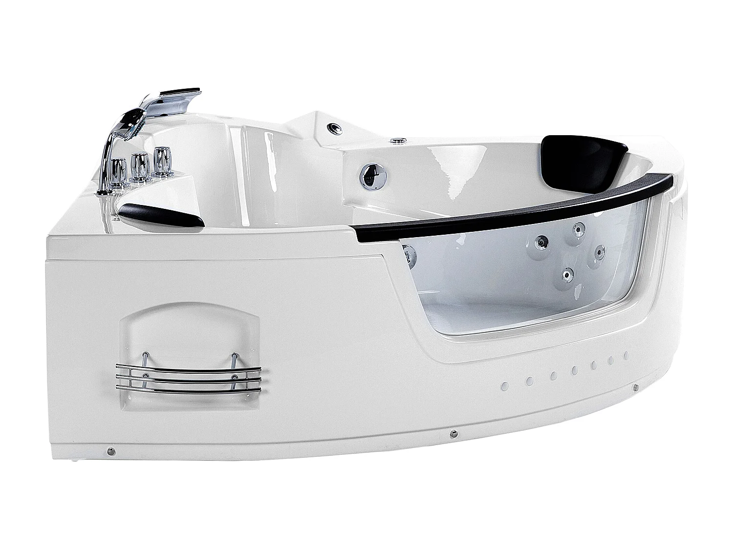 Hoek bubbelbad met LED MARTINICA 214 x 155 cm Wit