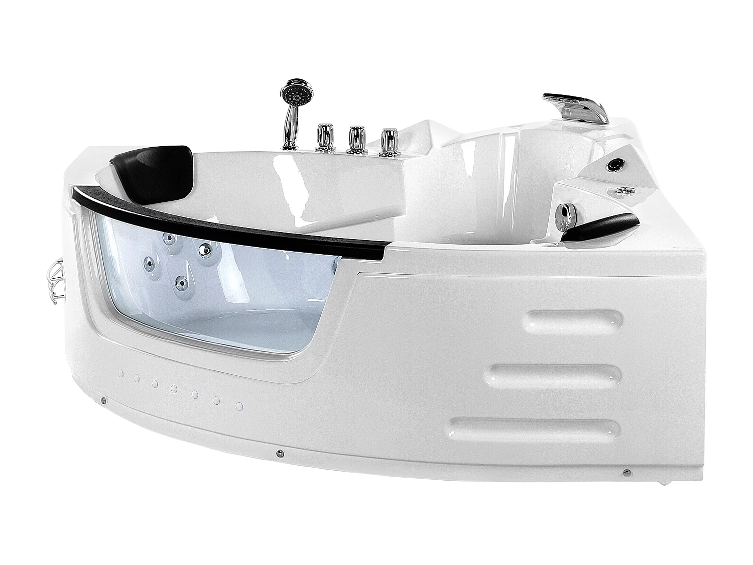 Hoek bubbelbad met LED MARTINICA 214 x 155 cm Wit