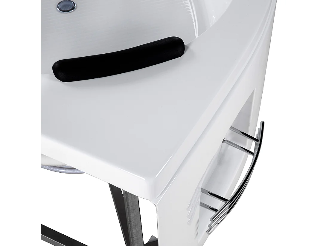 Baignoire d'angle à remous avec LED MARTINICA 214 x 155 cm Blanc