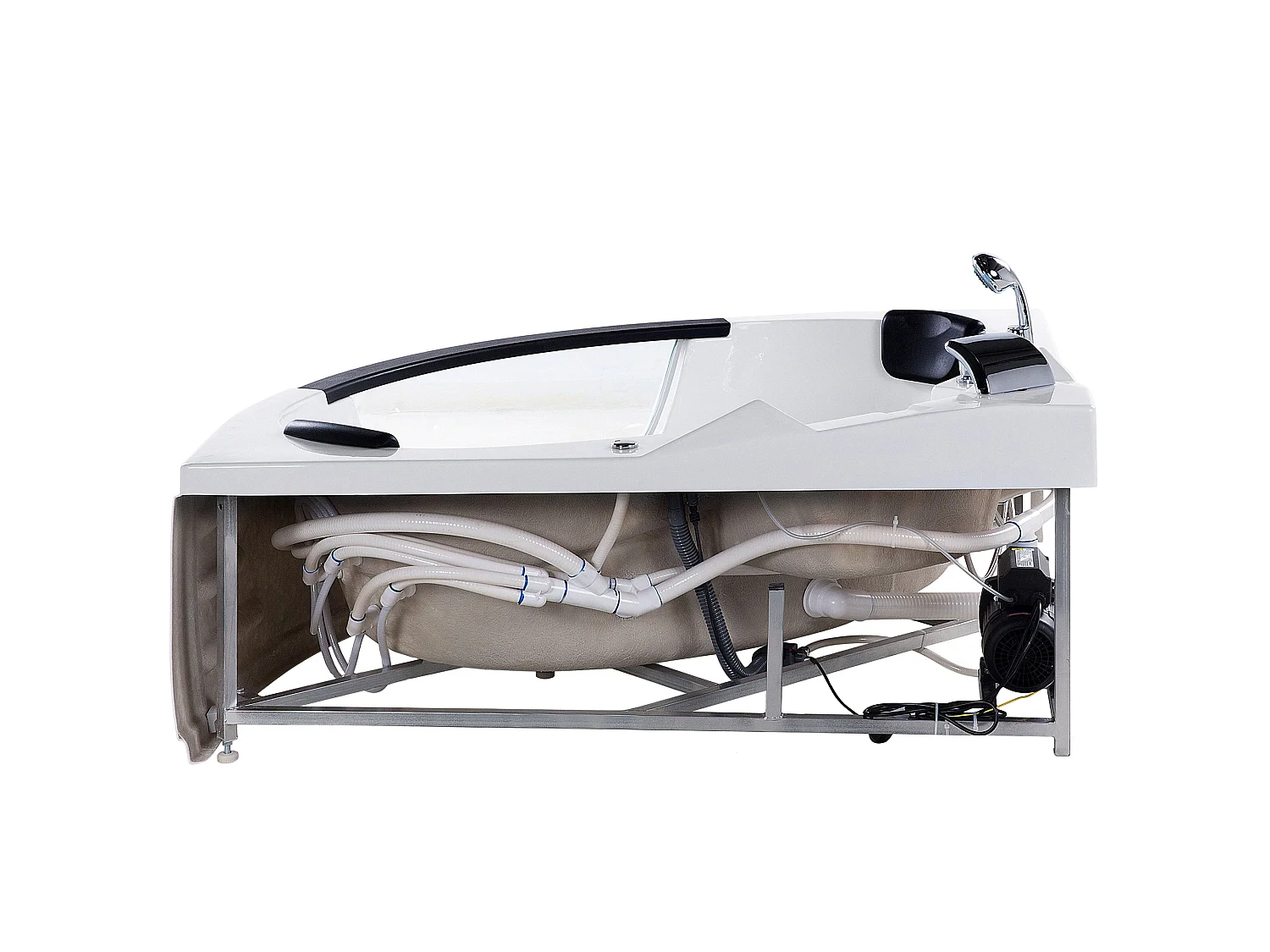 Hoek bubbelbad met LED MARTINICA 214 x 155 cm Wit