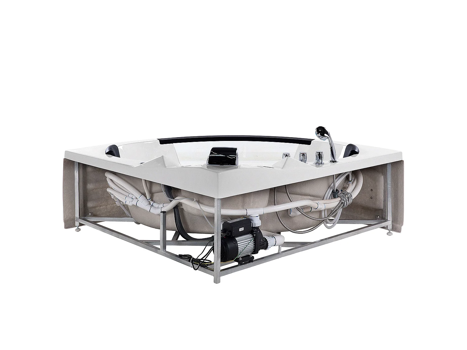 Hoek bubbelbad met LED MARTINICA 214 x 155 cm Wit