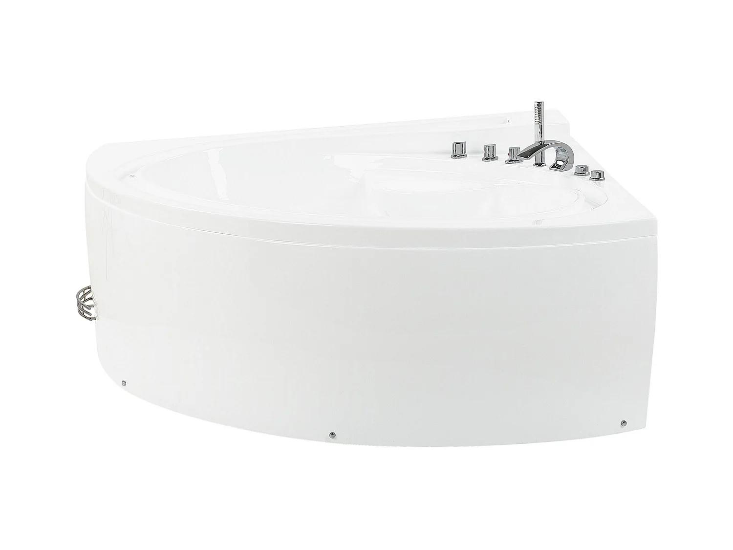 Baignoire d'angle à remous avec LED PELICAN 206 x 165 cm Blanc