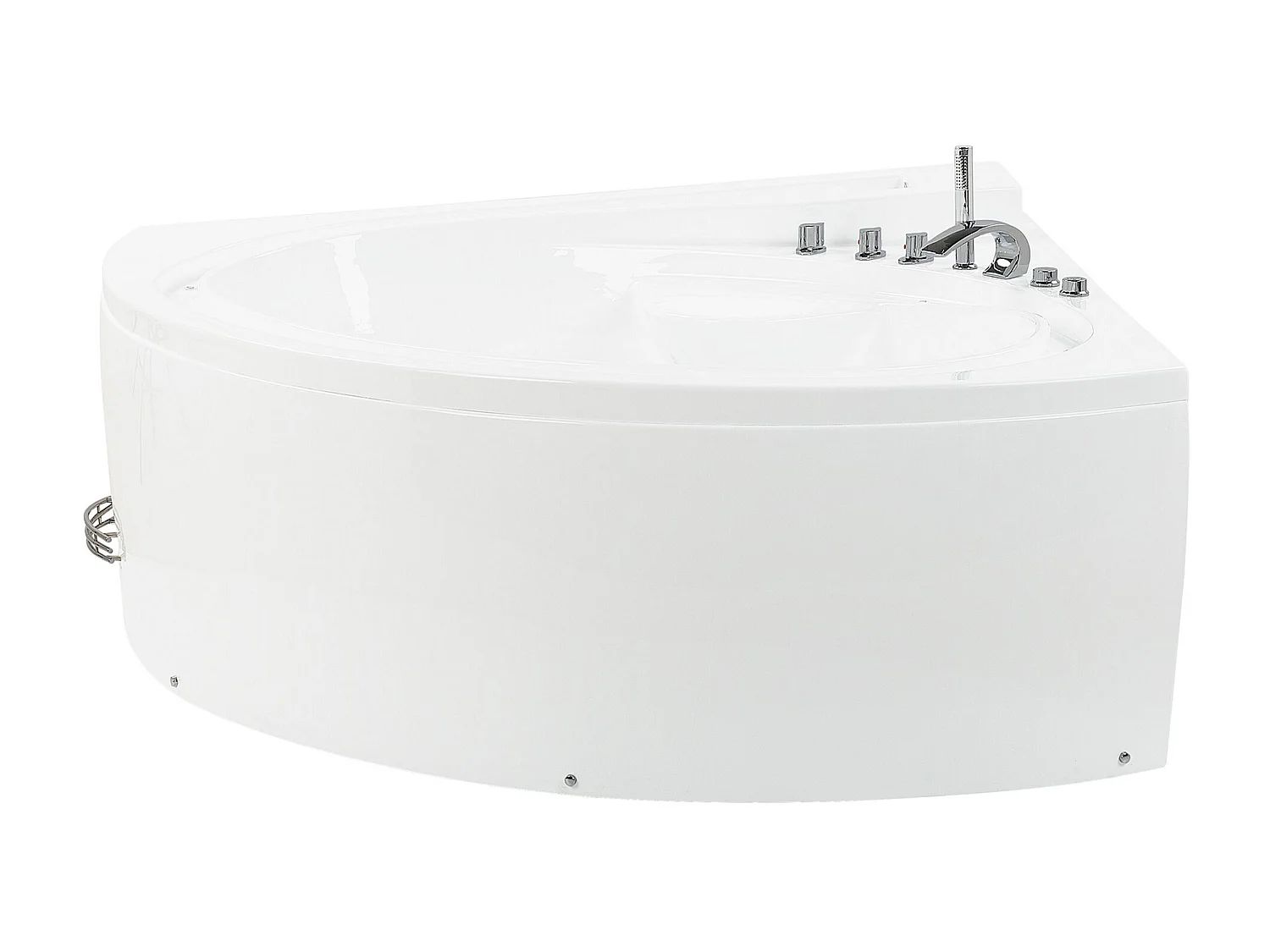 Baignoire d'angle à remous avec LED PELICAN 206 x 165 cm Blanc