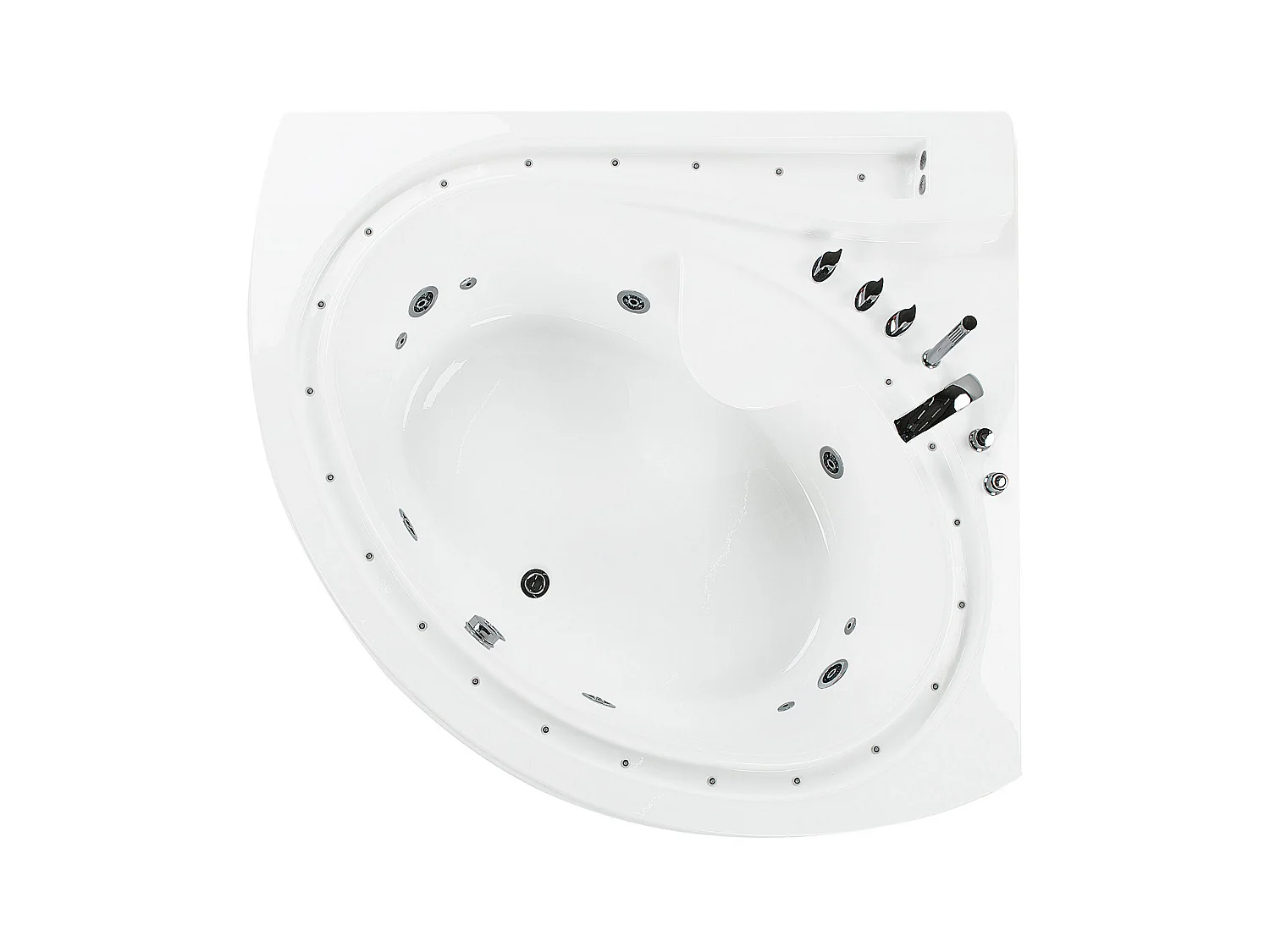 Baignoire d'angle à remous avec LED PELICAN 206 x 165 cm Blanc