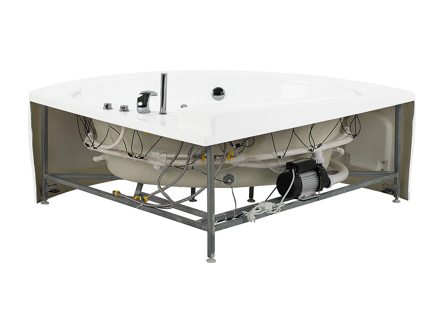 Baignoire d'angle à remous avec LED PELICAN 206 x 165 cm Blanc