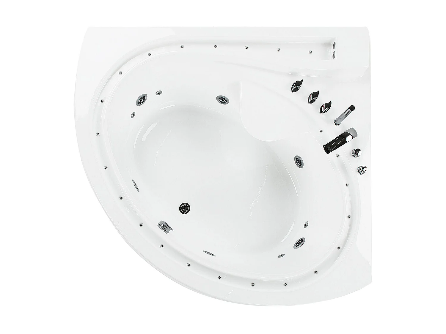 Baignoire d\'angle à remous avec LED PELICAN 206 x 165 cm Blanc