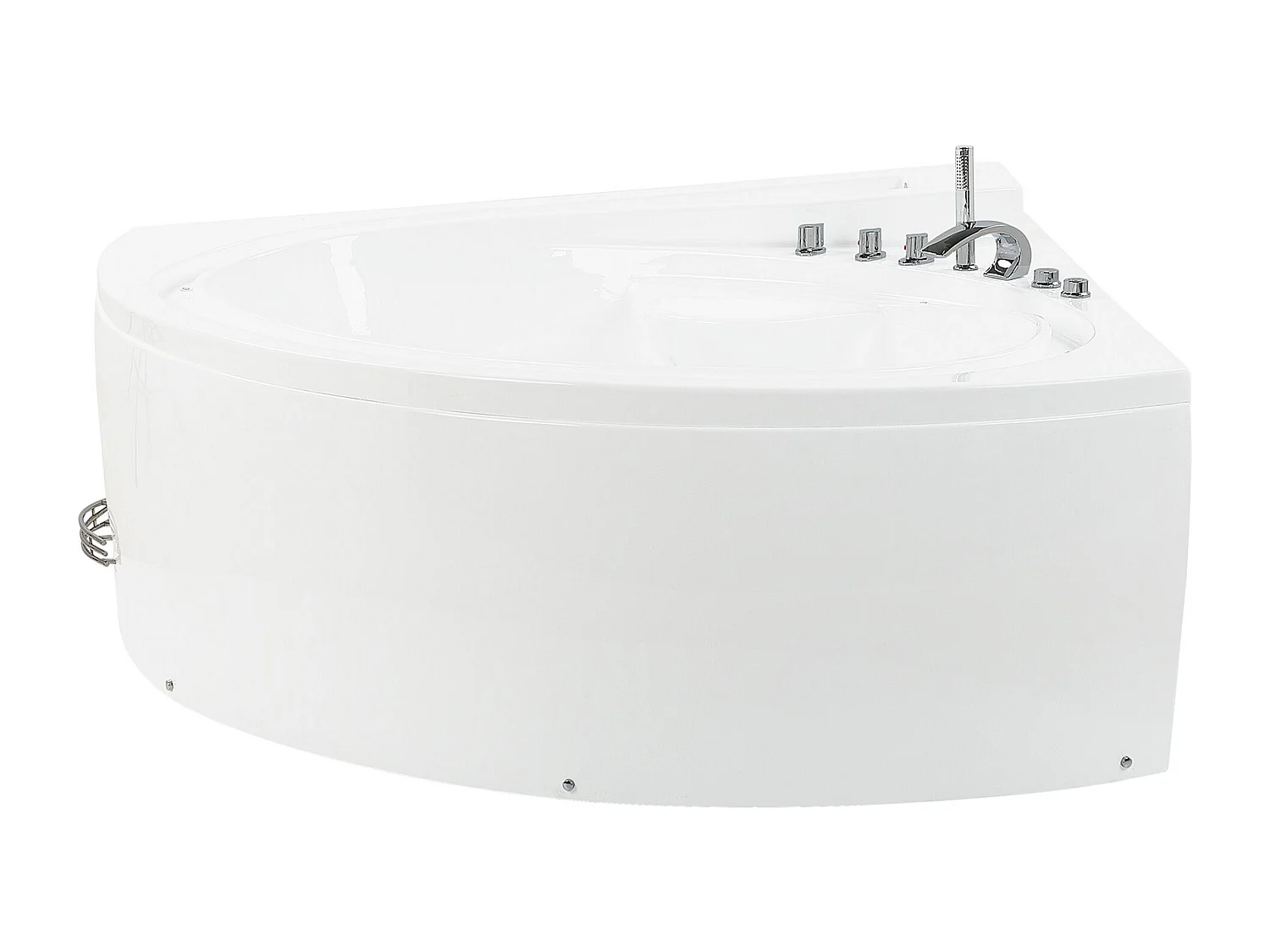 Baignoire d'angle à remous avec LED PELICAN 206 x 165 cm Blanc