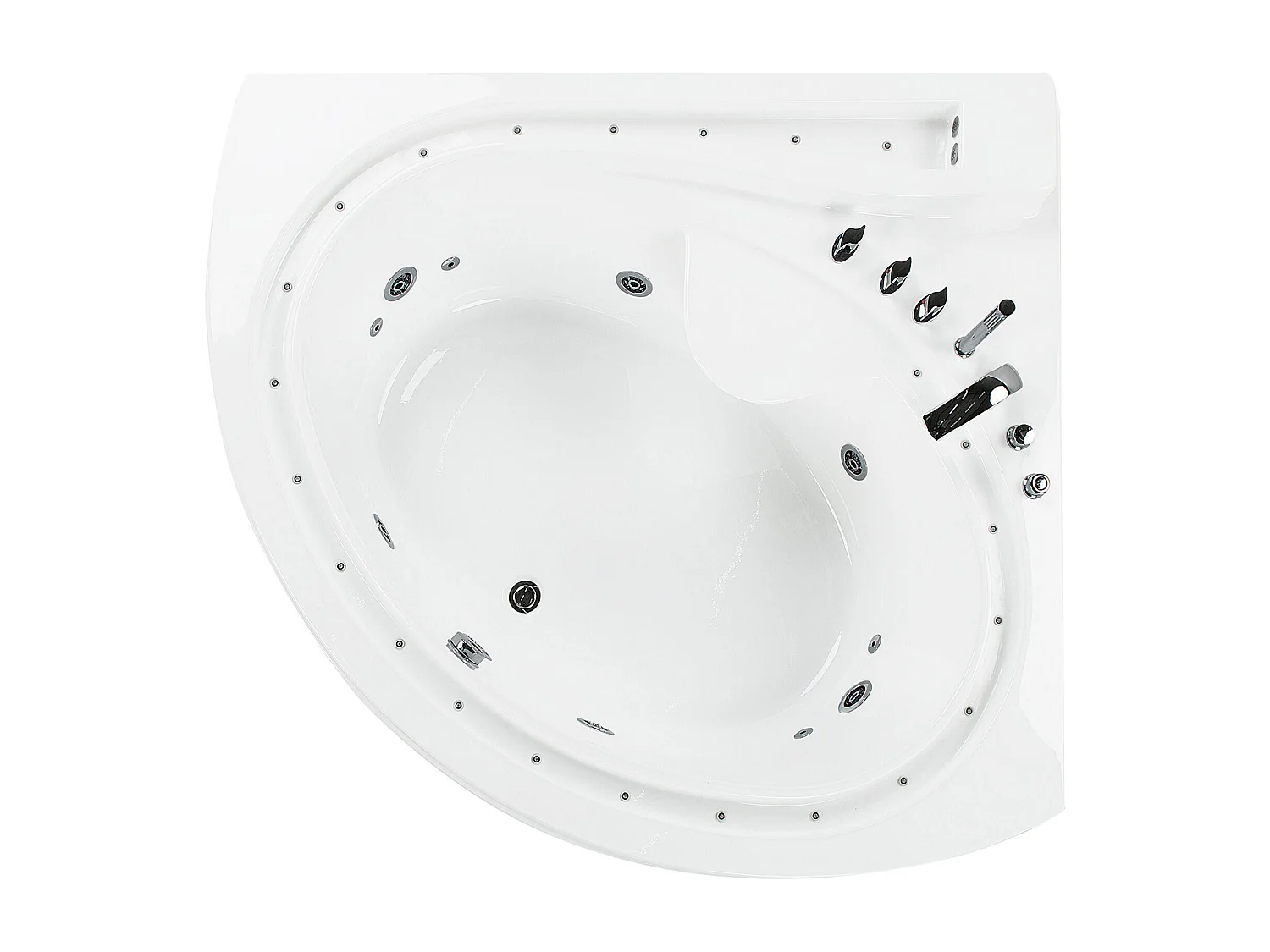 Baignoire d'angle à remous avec LED PELICAN 206 x 165 cm Blanc