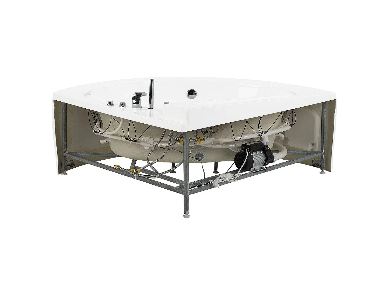 Baignoire d'angle à remous avec LED PELICAN 206 x 165 cm Blanc