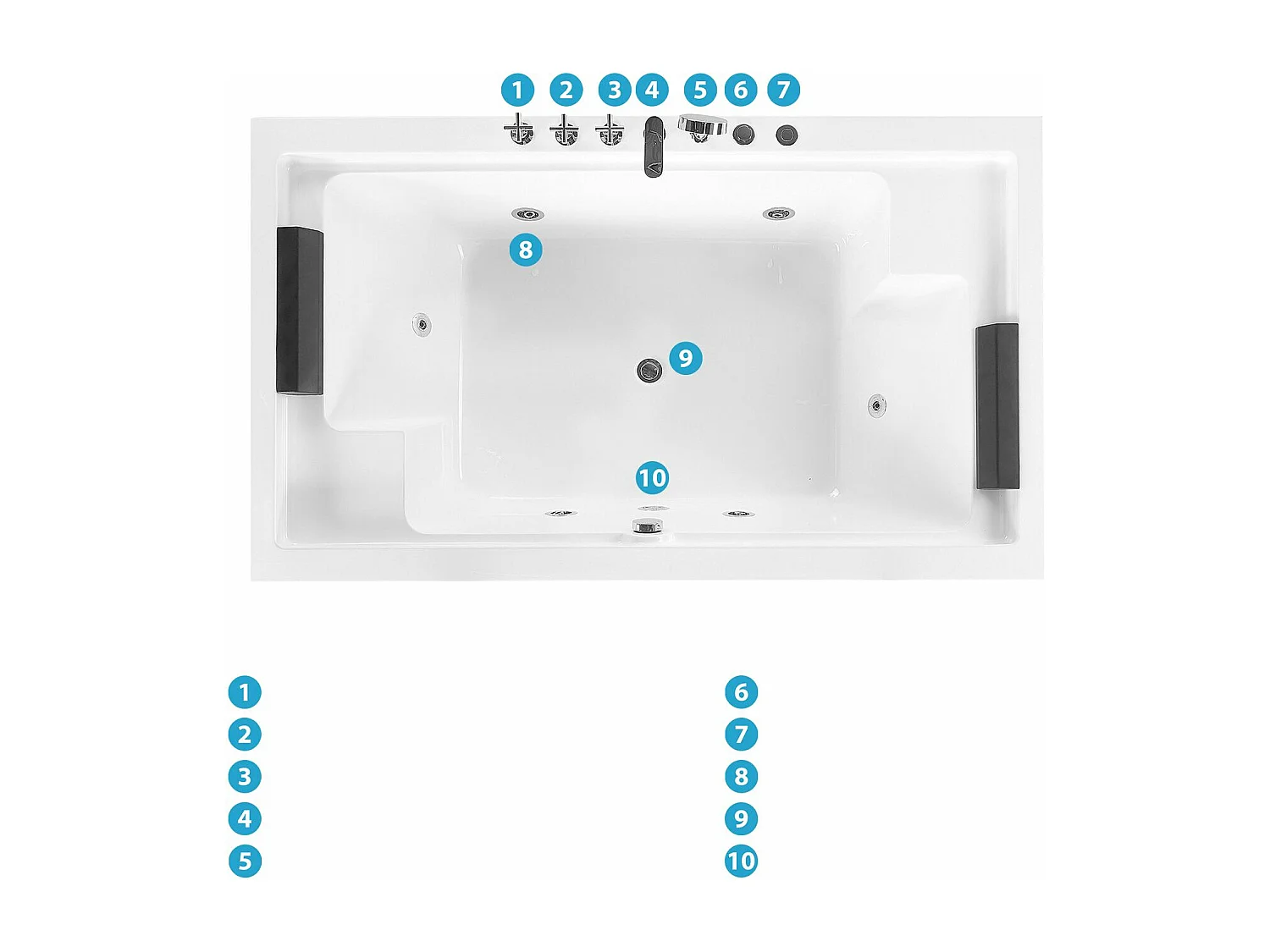 Vasca idromassaggio freestanding SAONA 180 x 110 cm Bianco