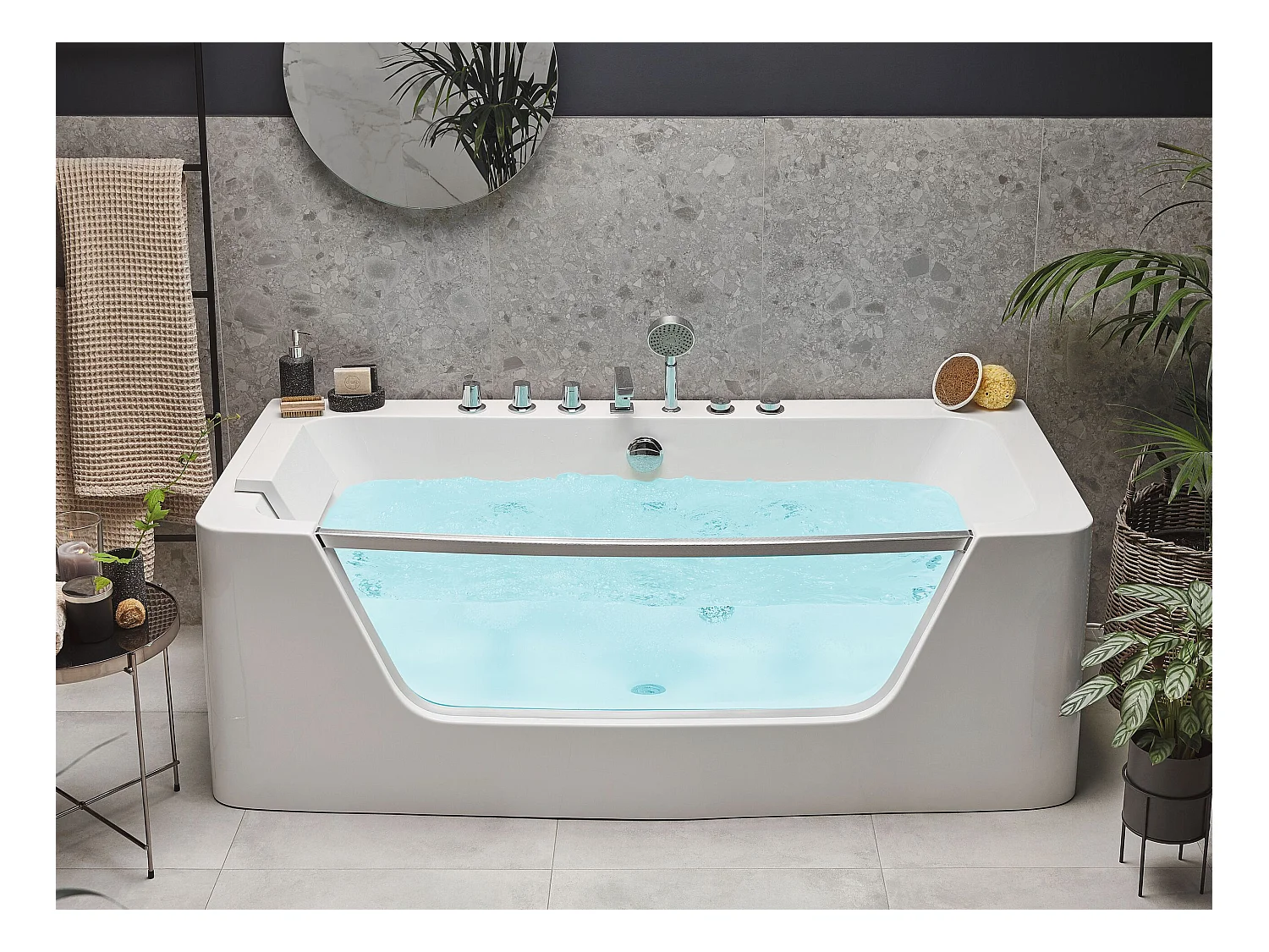 Hoek bubbelbad BARRANCA 170 x 85 cm Wit