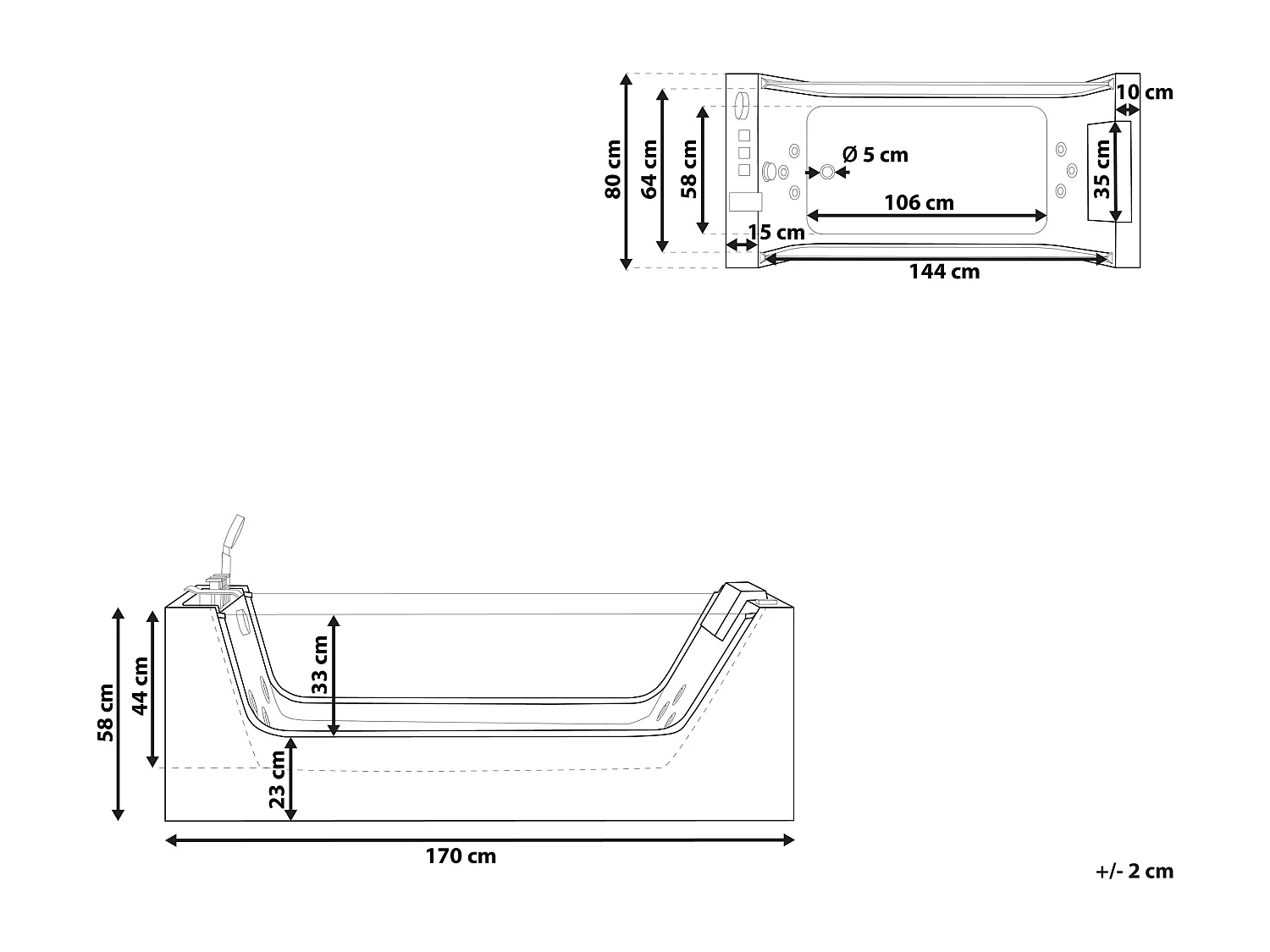 Vasca da bagno freestanding OYON 170 x 80 cm Bianco