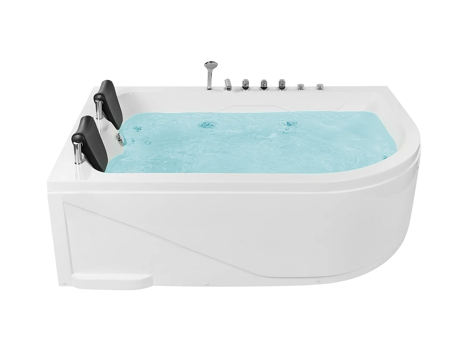 Baignoire d'angle à remous avec LED CALAMA Côté droit 180 x 120 cm Blanc