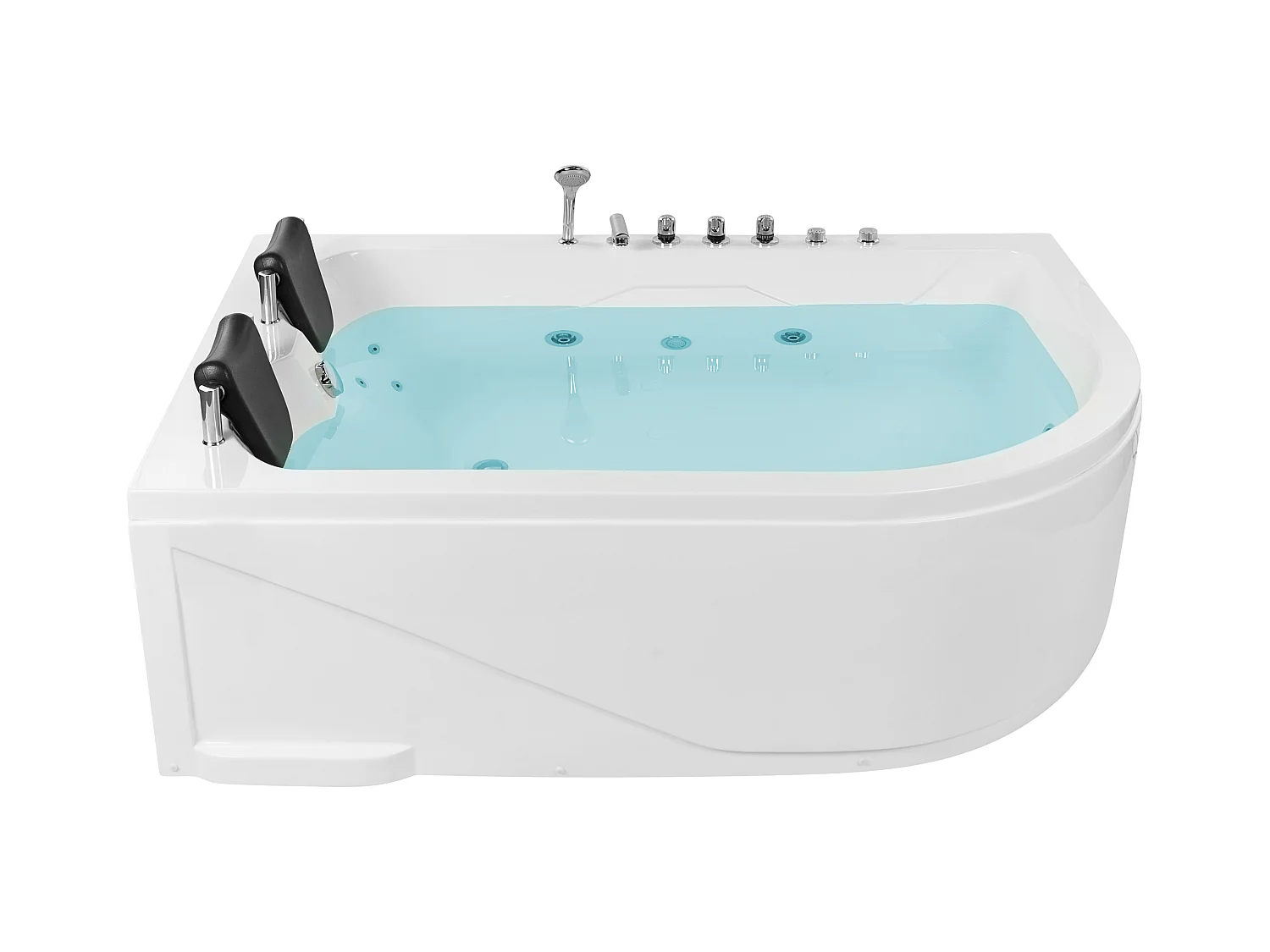 Baignoire d'angle à remous avec LED CALAMA Côté droit 180 x 120 cm Blanc