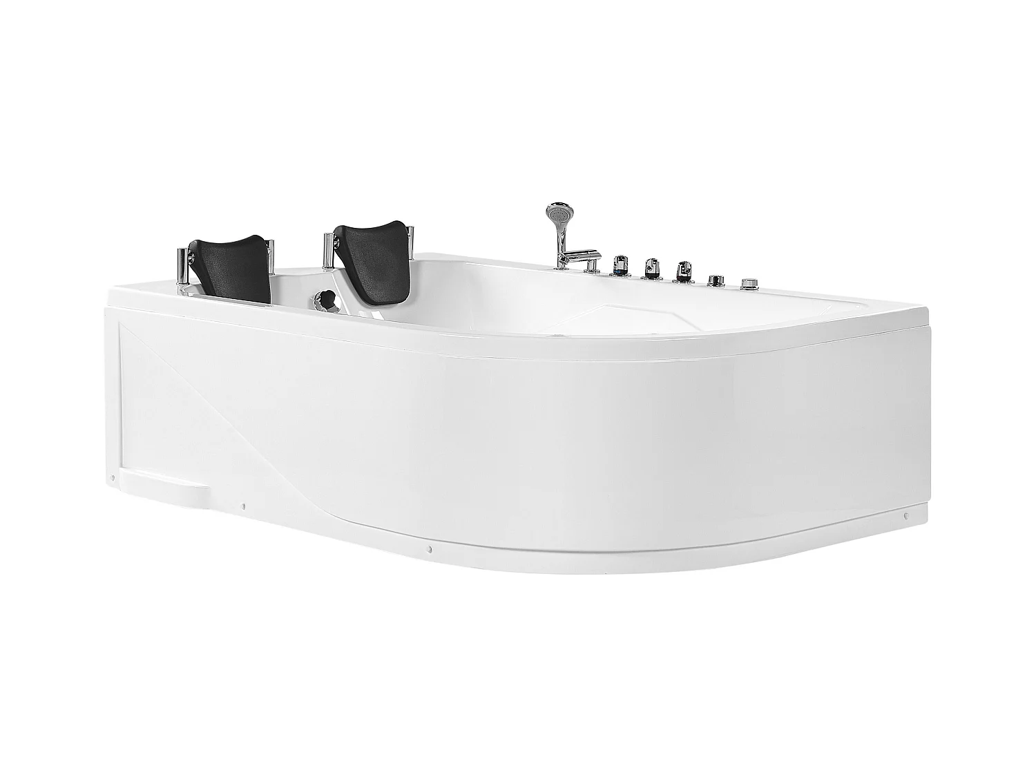 Baignoire d'angle à remous avec LED CALAMA Côté droit 180 x 120 cm Blanc