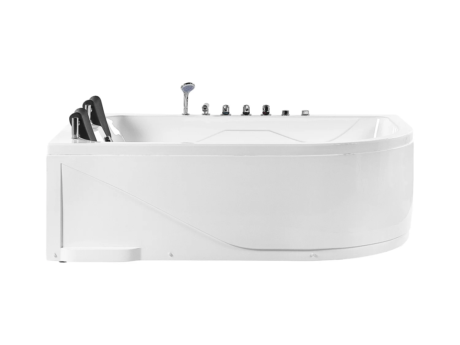 Baignoire d'angle à remous avec LED CALAMA Côté droit 180 x 120 cm Blanc