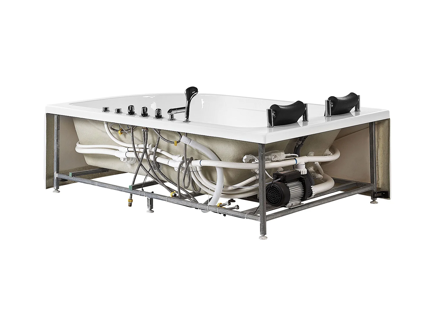 Baignoire d'angle à remous avec LED CALAMA Côté droit 180 x 120 cm Blanc