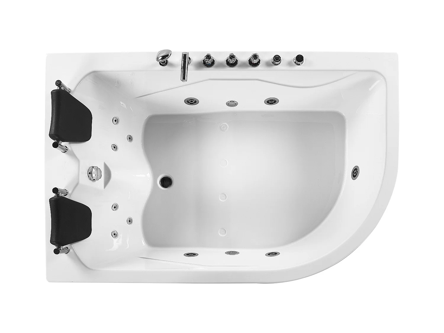 Baignoire d'angle à remous avec LED CALAMA Côté droit 180 x 120 cm Blanc