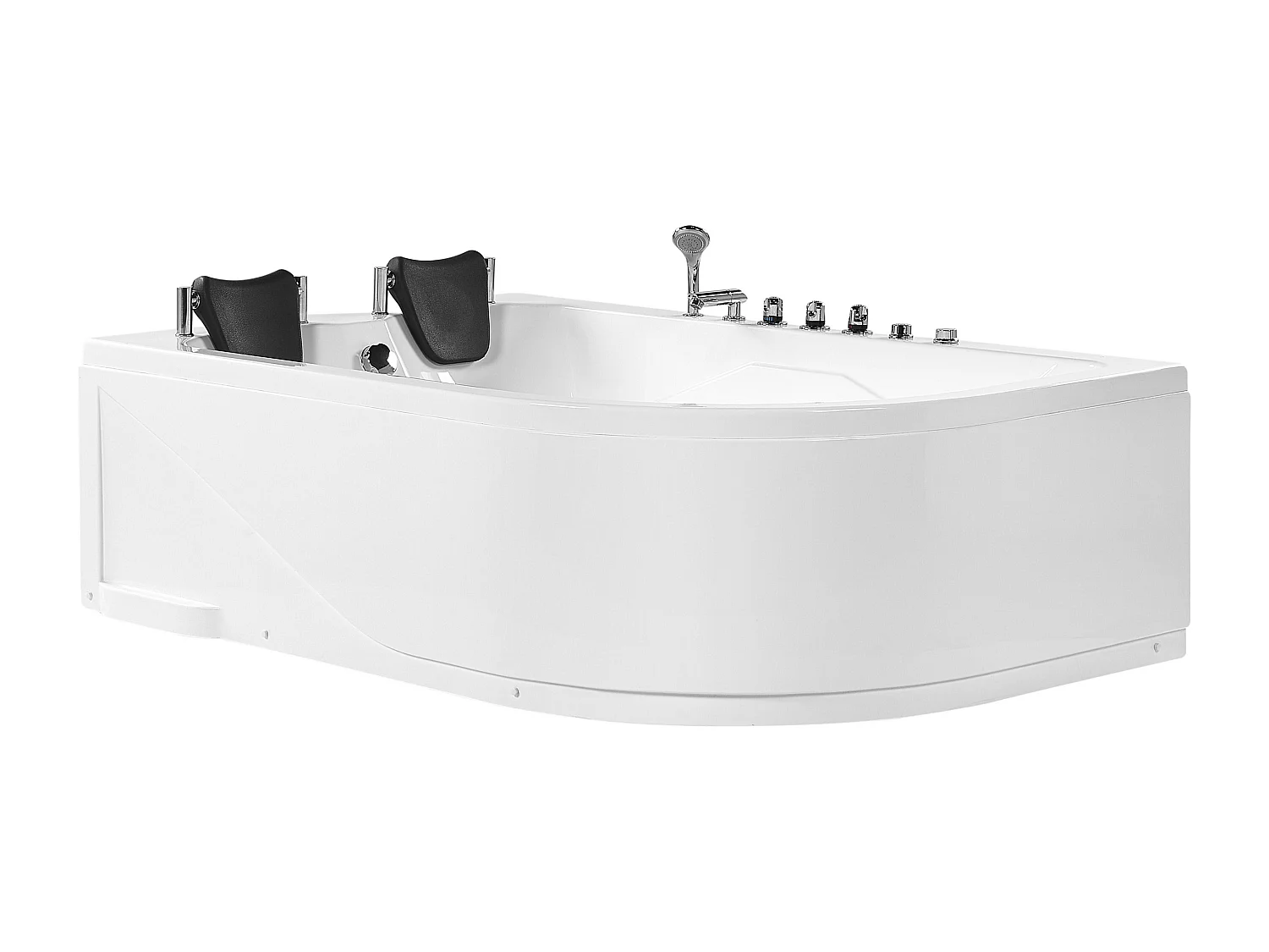 Hoek bubbelbad met LED CALAMA Rechterzijde 180 x 120 cm Wit