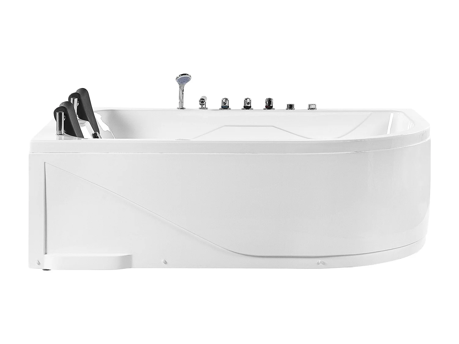 Hoek bubbelbad met LED CALAMA Rechterzijde 180 x 120 cm Wit