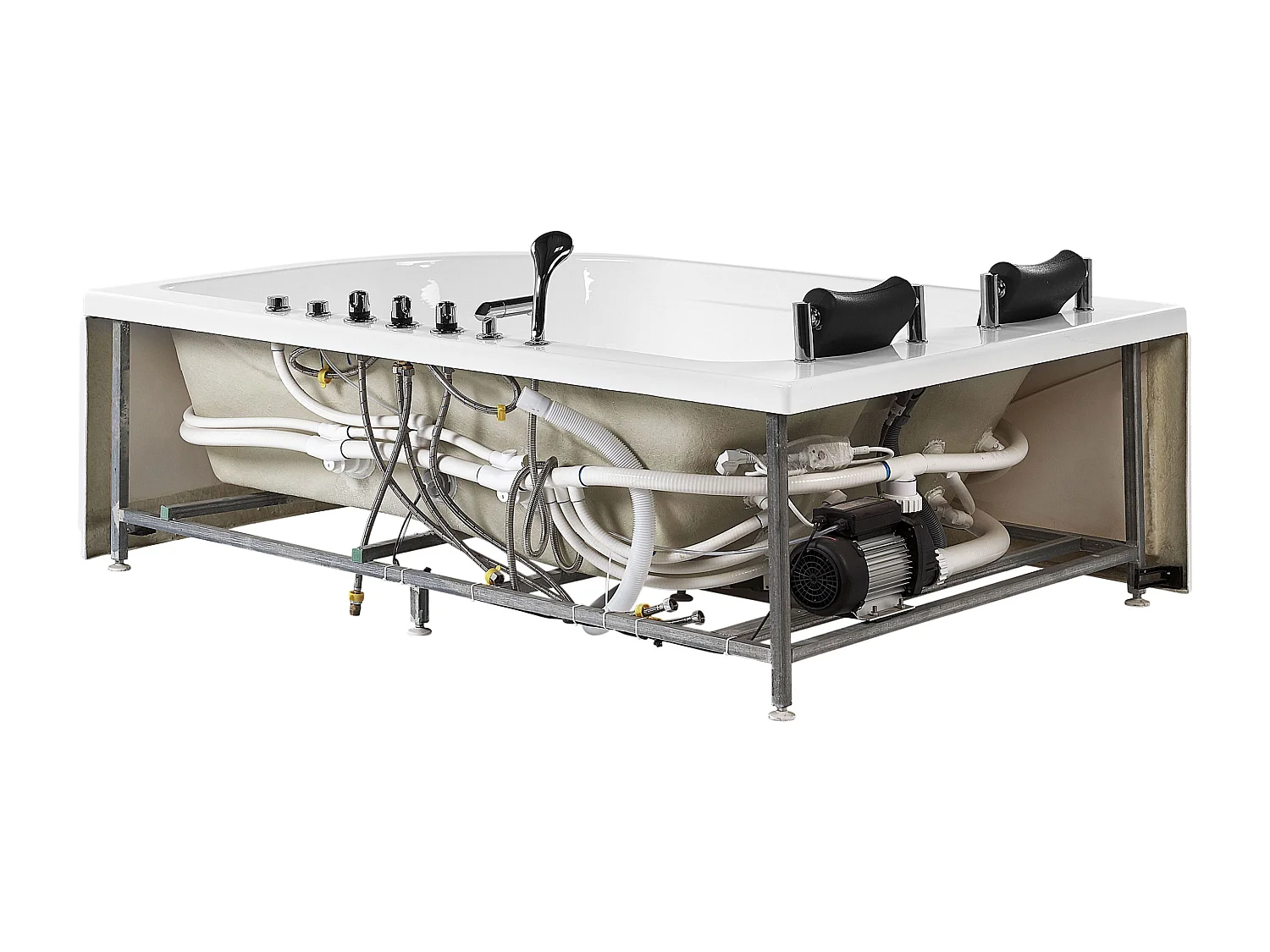 Hoek bubbelbad met LED CALAMA Rechterzijde 180 x 120 cm Wit