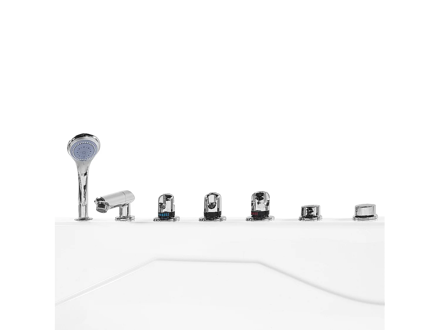 Hoek bubbelbad met LED CALAMA Rechterzijde 180 x 120 cm Wit