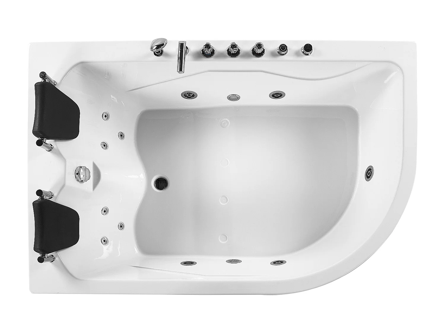 Baignoire d'angle à remous avec LED CALAMA Côté droit 180 x 120 cm Blanc