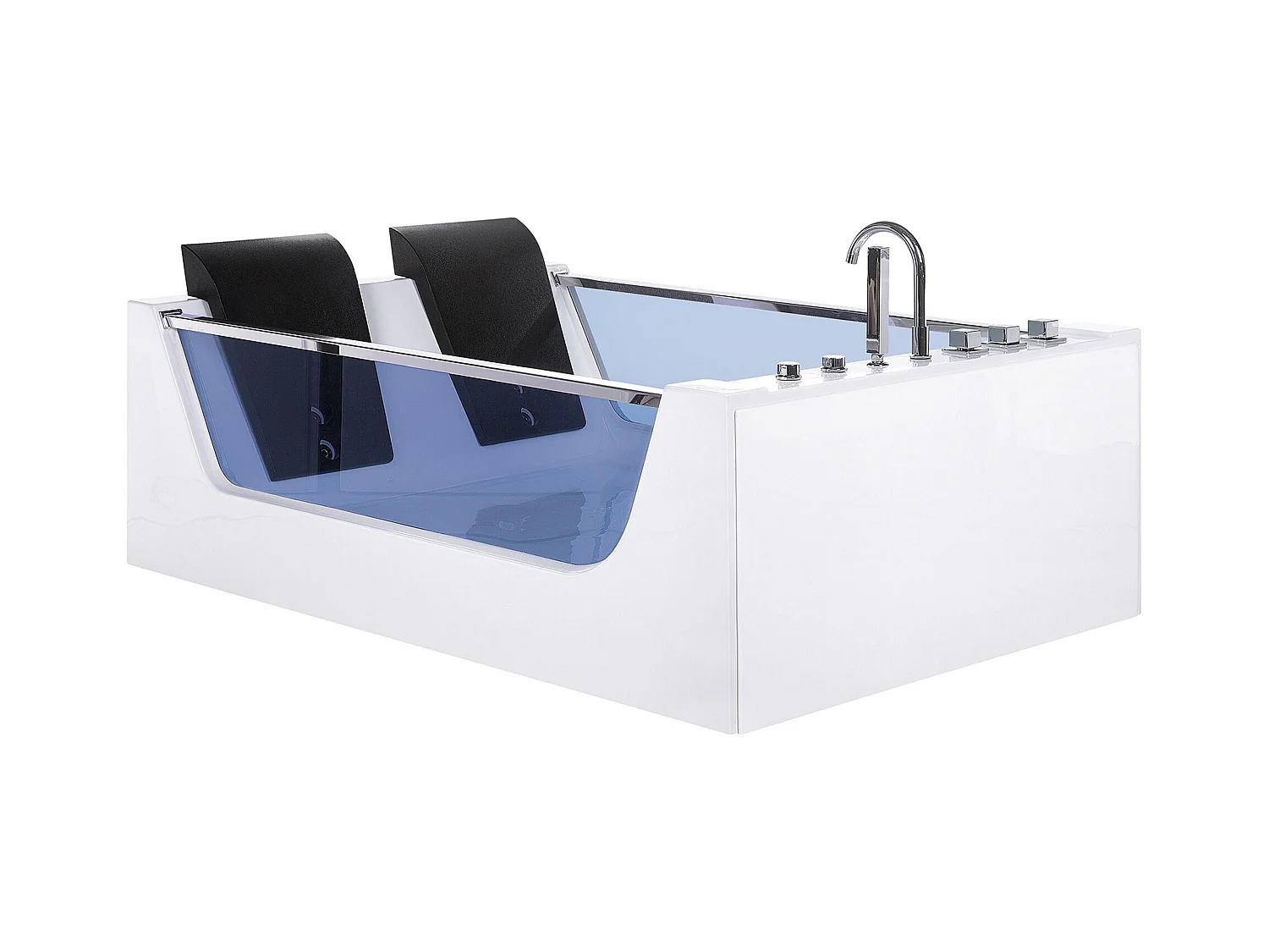 Baignoire d'angle à remous avec LED CURACAO 180 x 120 cm Blanc