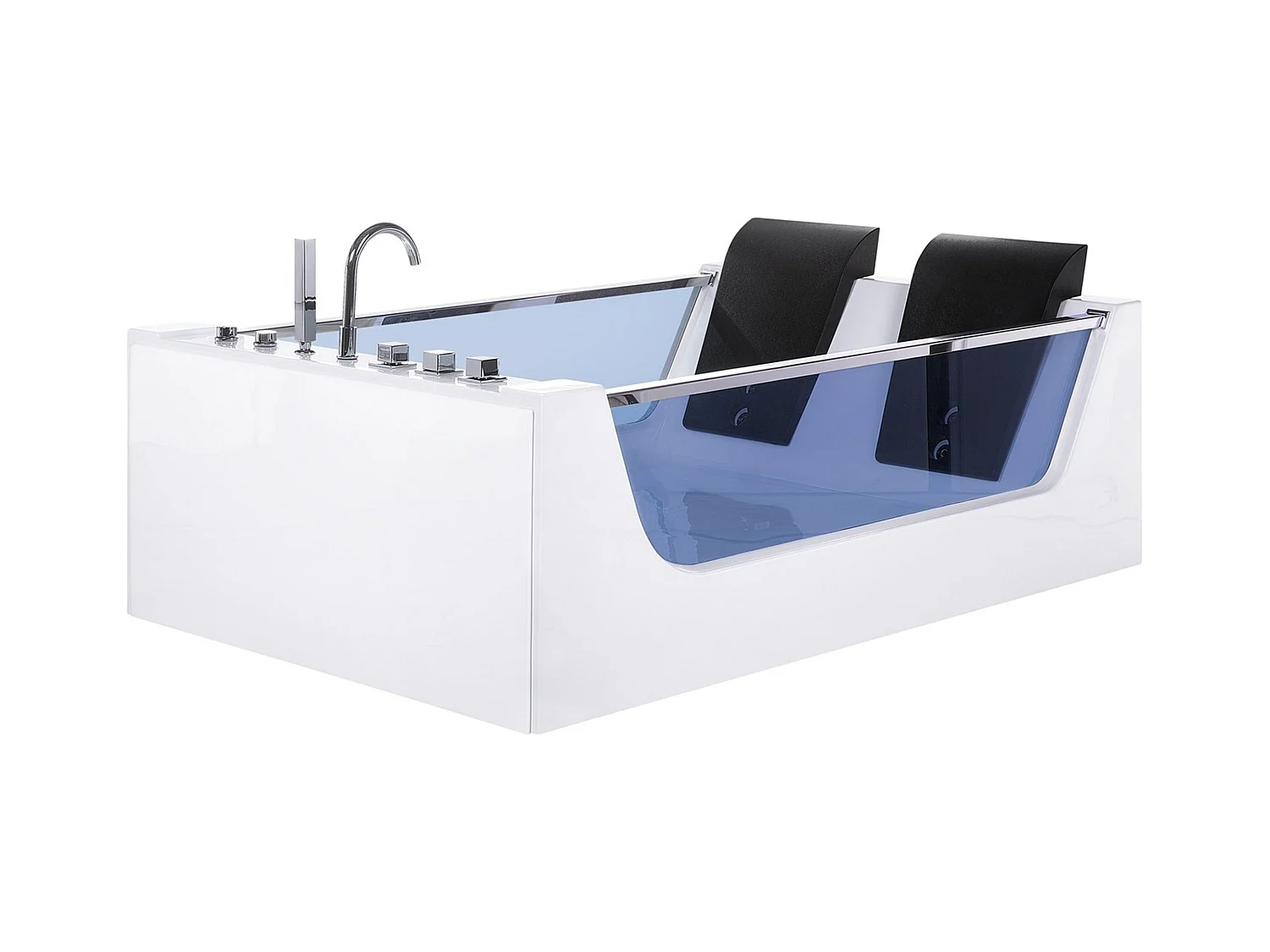 Baignoire d'angle à remous avec LED CURACAO 180 x 120 cm Blanc