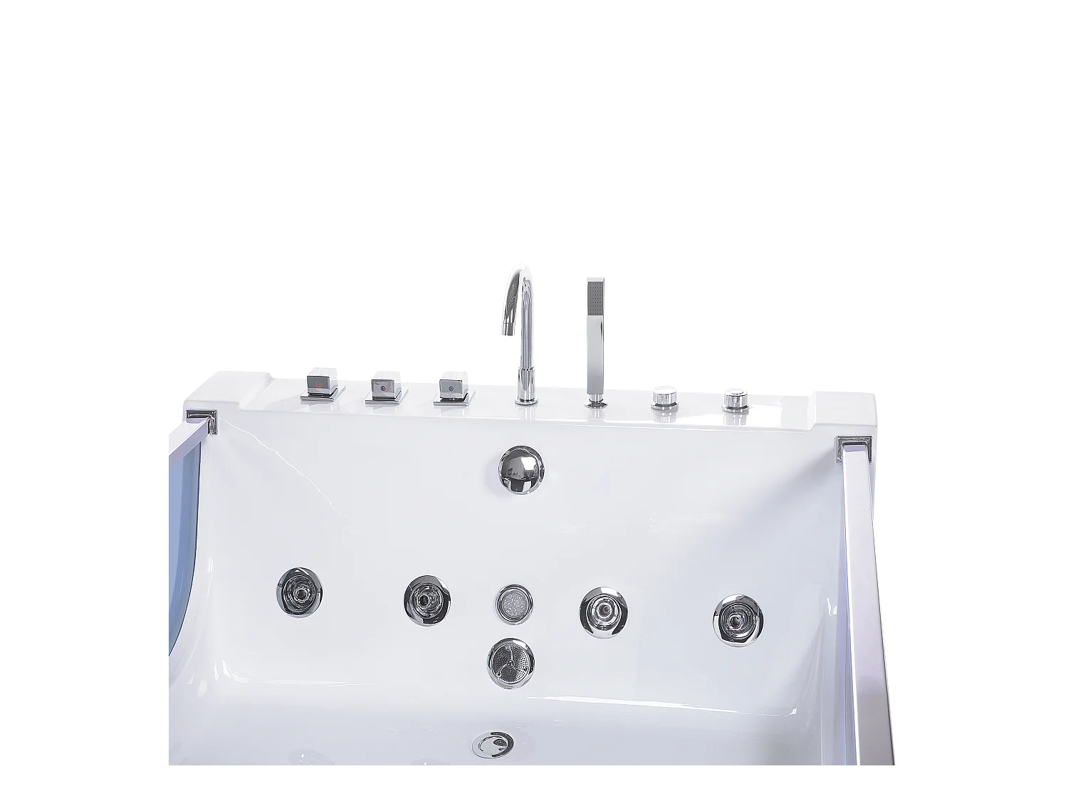 Baignoire d'angle à remous avec LED CURACAO 180 x 120 cm Blanc