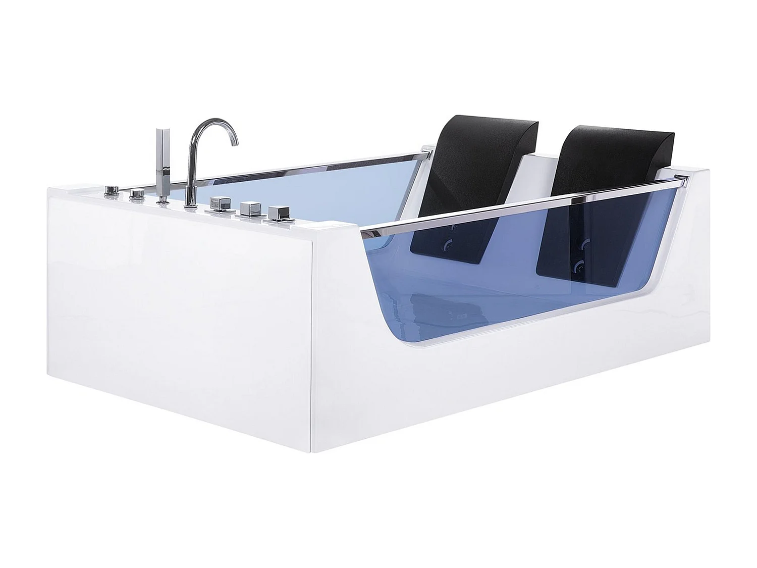 Baignoire d'angle à remous avec LED CURACAO 180 x 120 cm Blanc