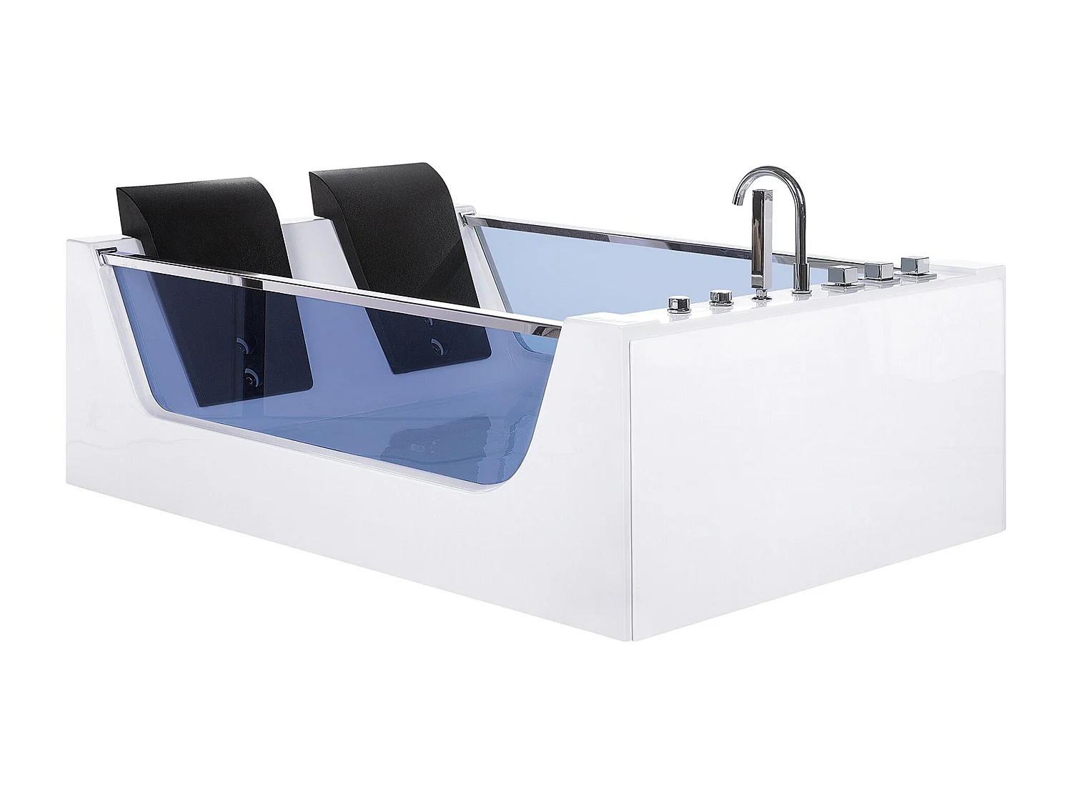 Hoek bubbelbad met LED CURACAO 180 x 120 cm Wit